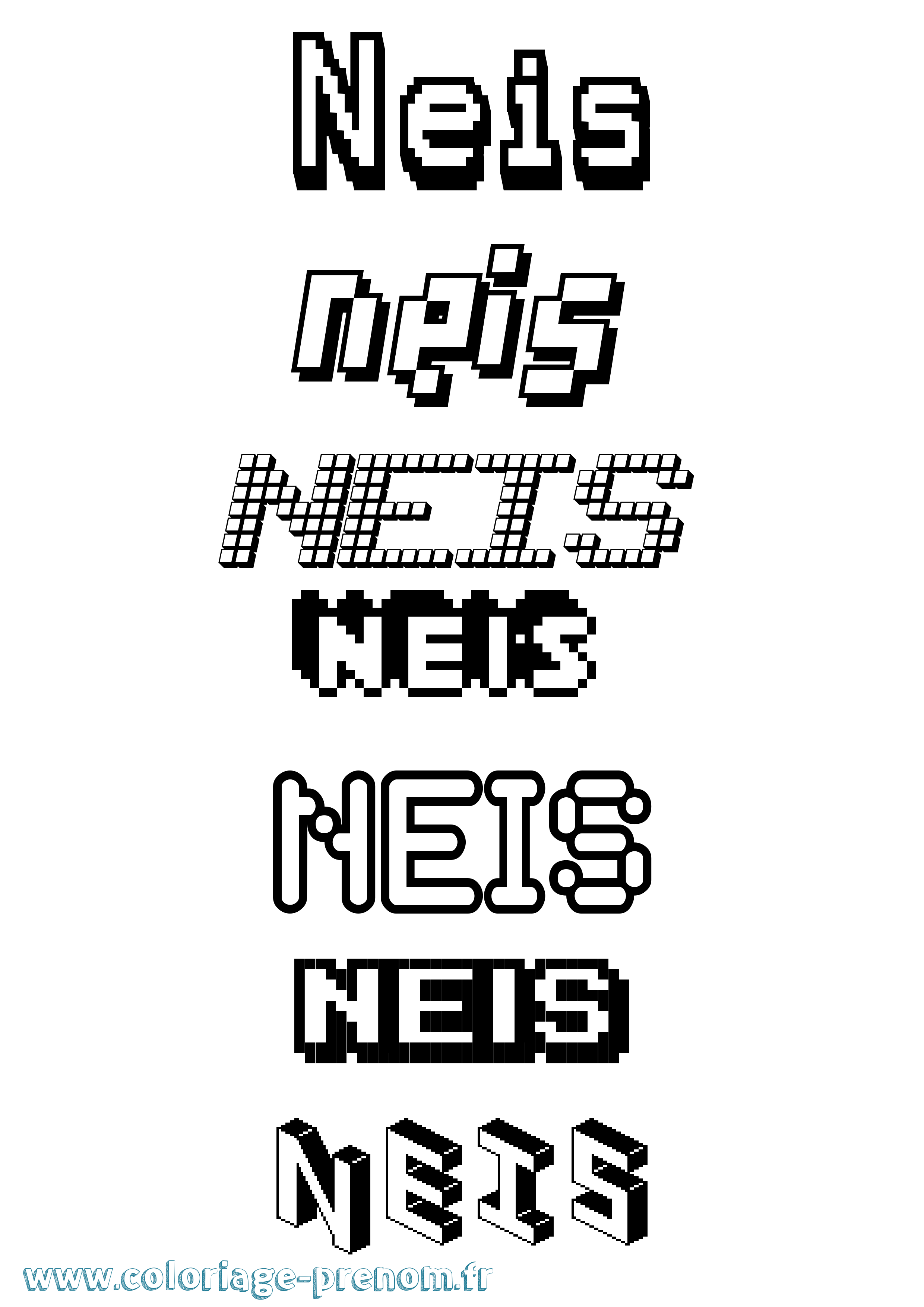 Coloriage Neis Pixel Coloriage prénom Neis Pixel