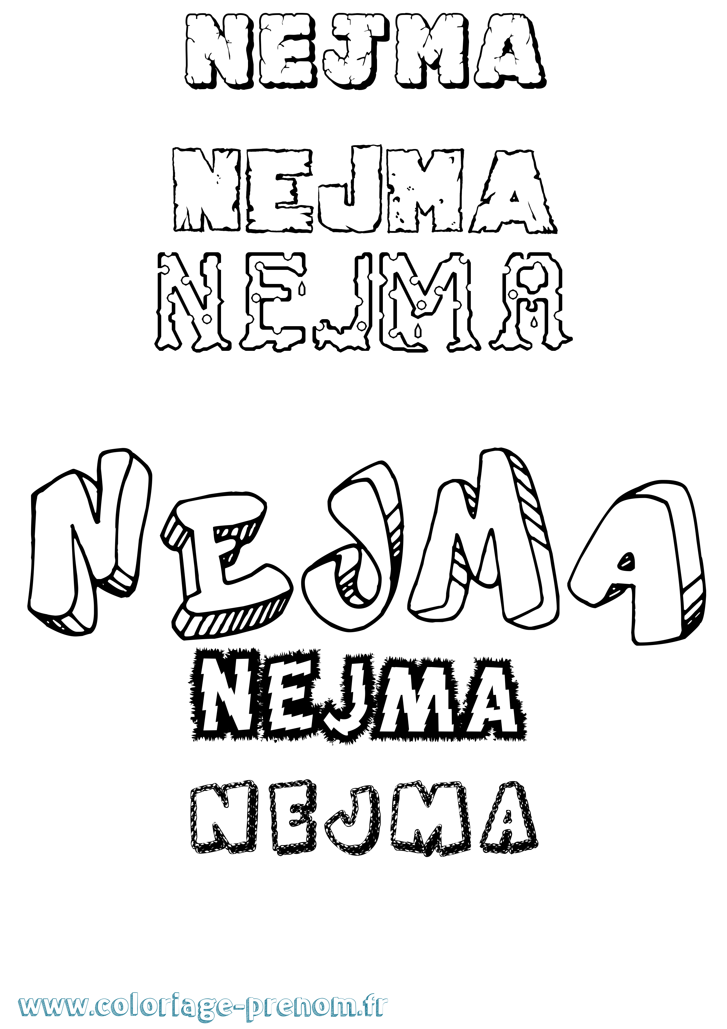Coloriage Nejma Destructuré Coloriage prénom Nejma Destructuré