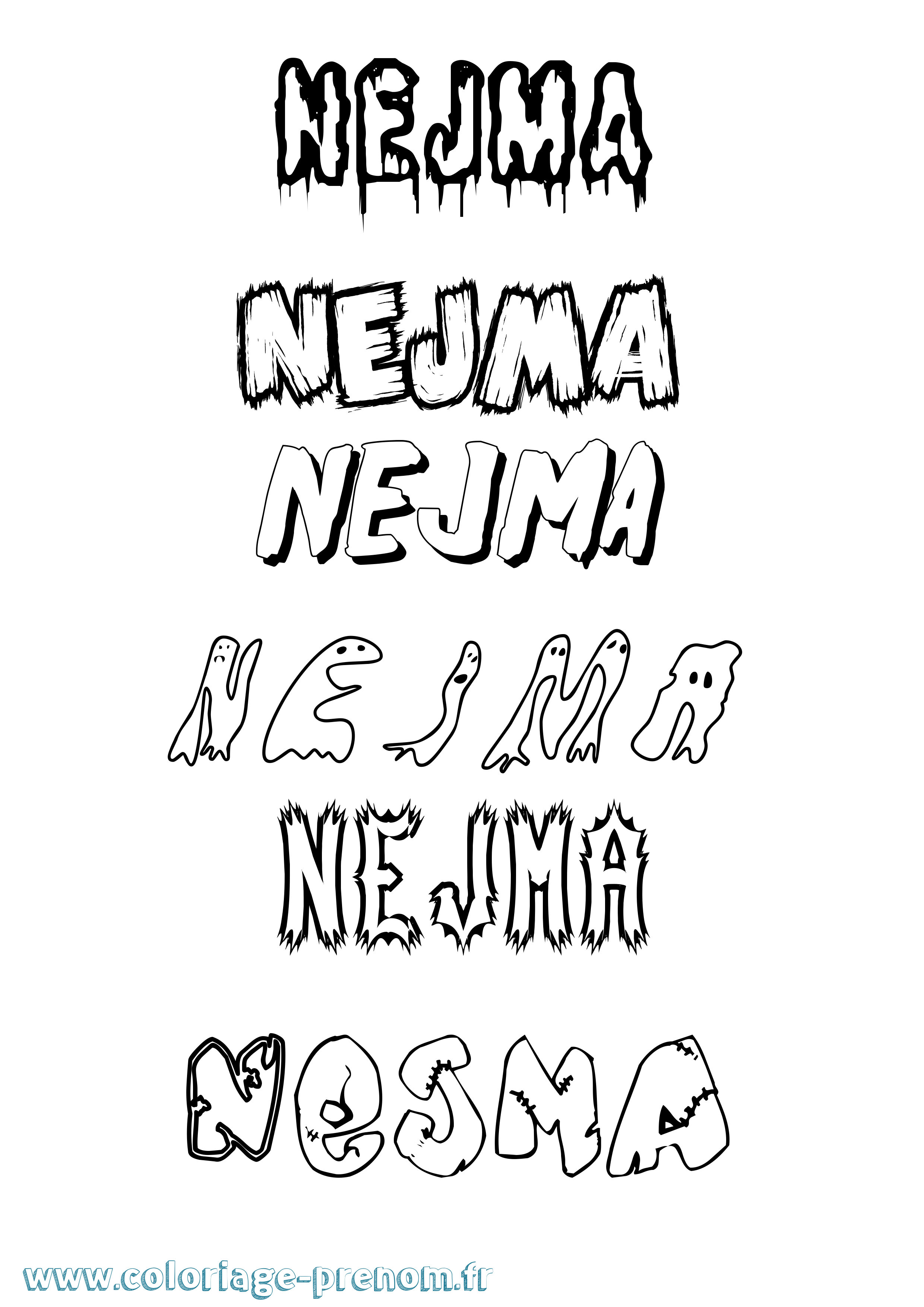 Coloriage Nejma Frisson Coloriage prénom Nejma Frisson