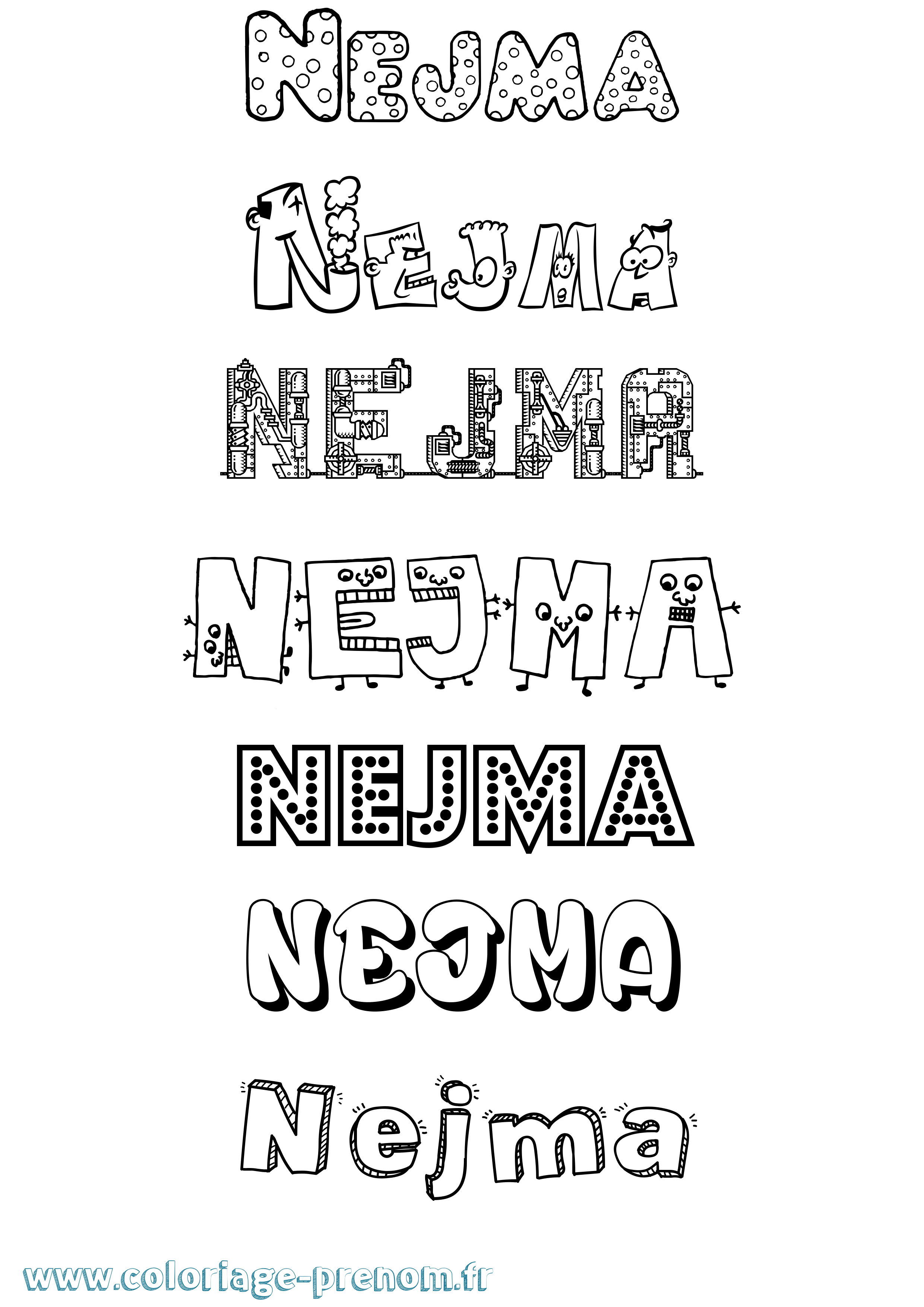 Coloriage Nejma Fun Coloriage prénom Nejma Fun