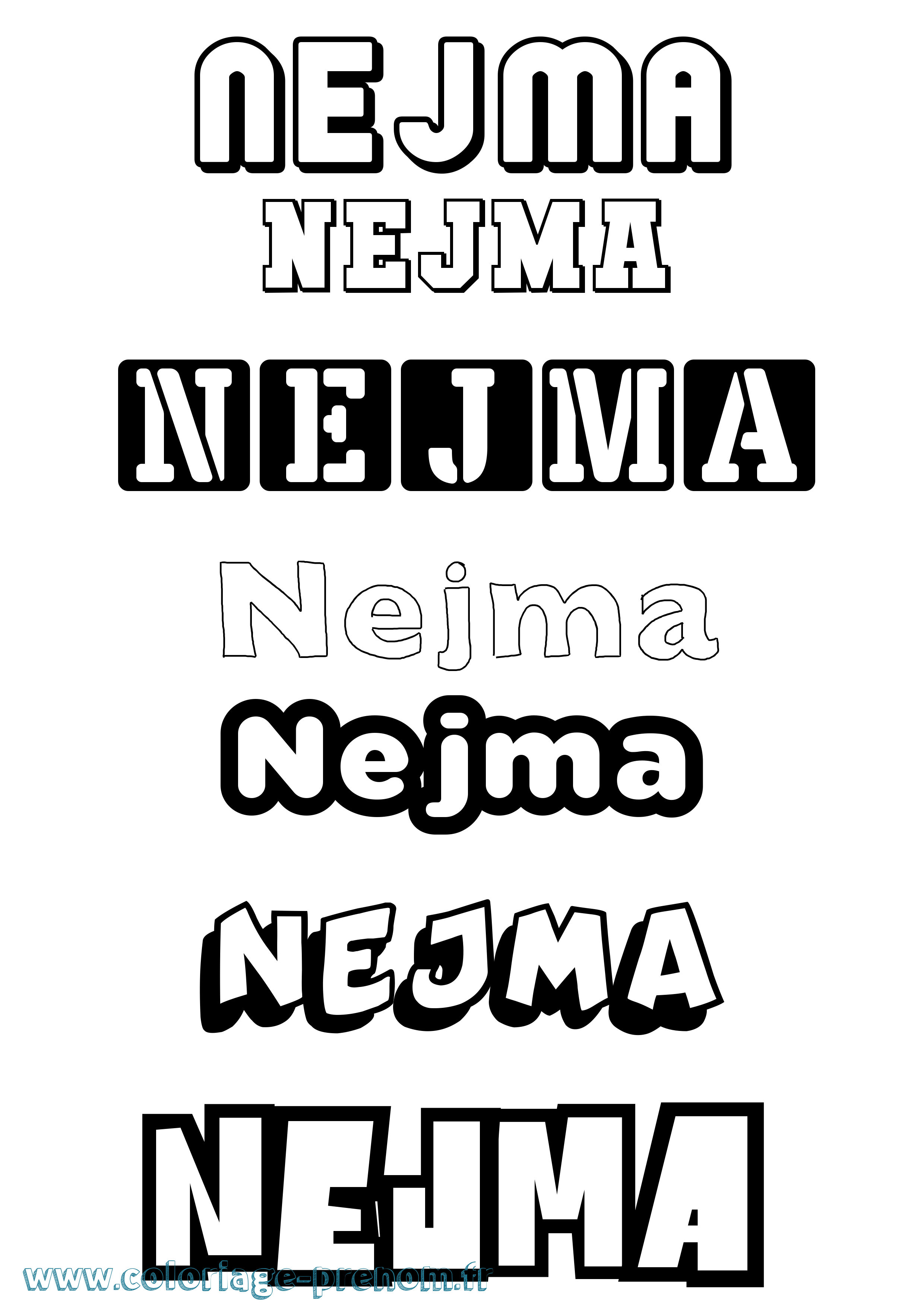 Coloriage Nejma Simple Coloriage prénom Nejma Simple