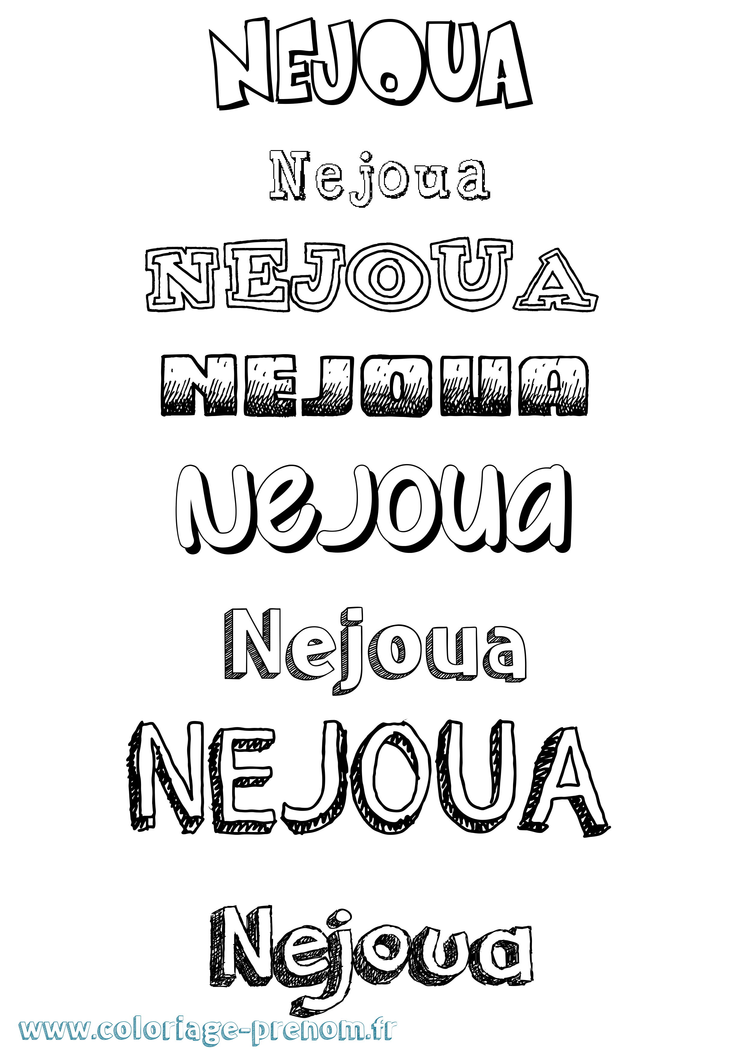 Coloriage Nejoua Dessiné Coloriage prénom Nejoua Dessiné
