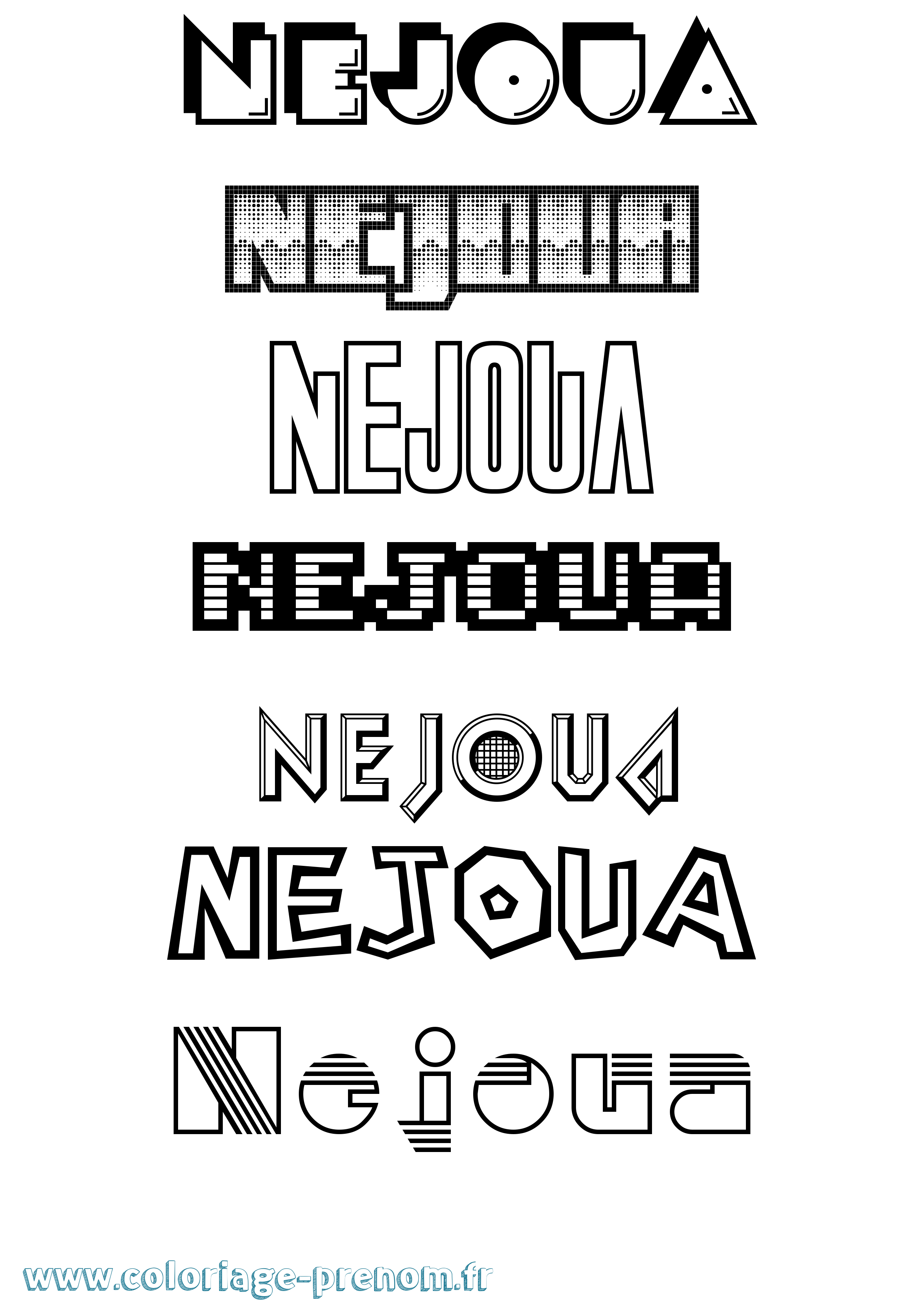 Coloriage Nejoua Jeux Vidéos Coloriage prénom Nejoua Jeux Vidéos