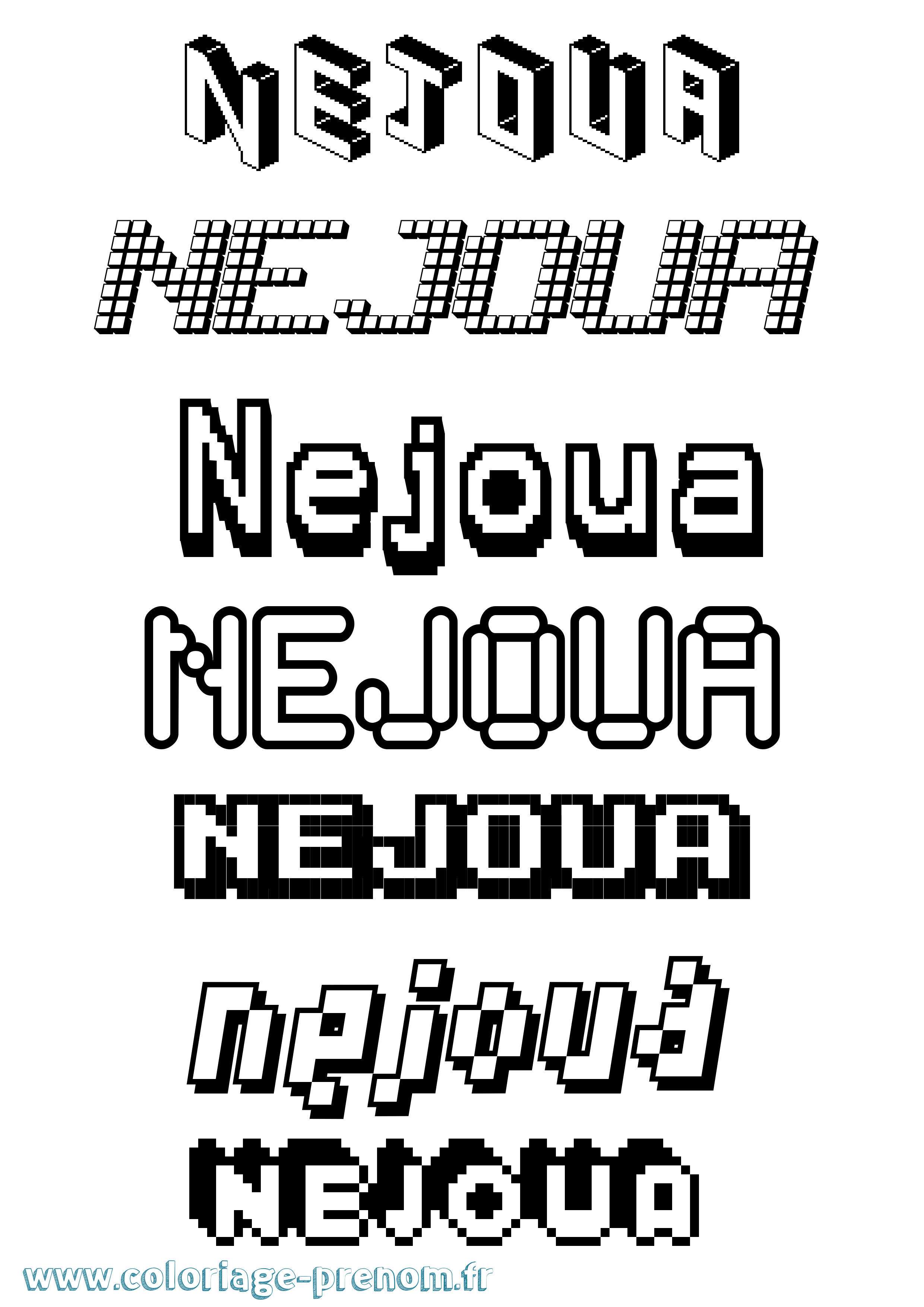 Coloriage Nejoua Pixel Coloriage prénom Nejoua Pixel