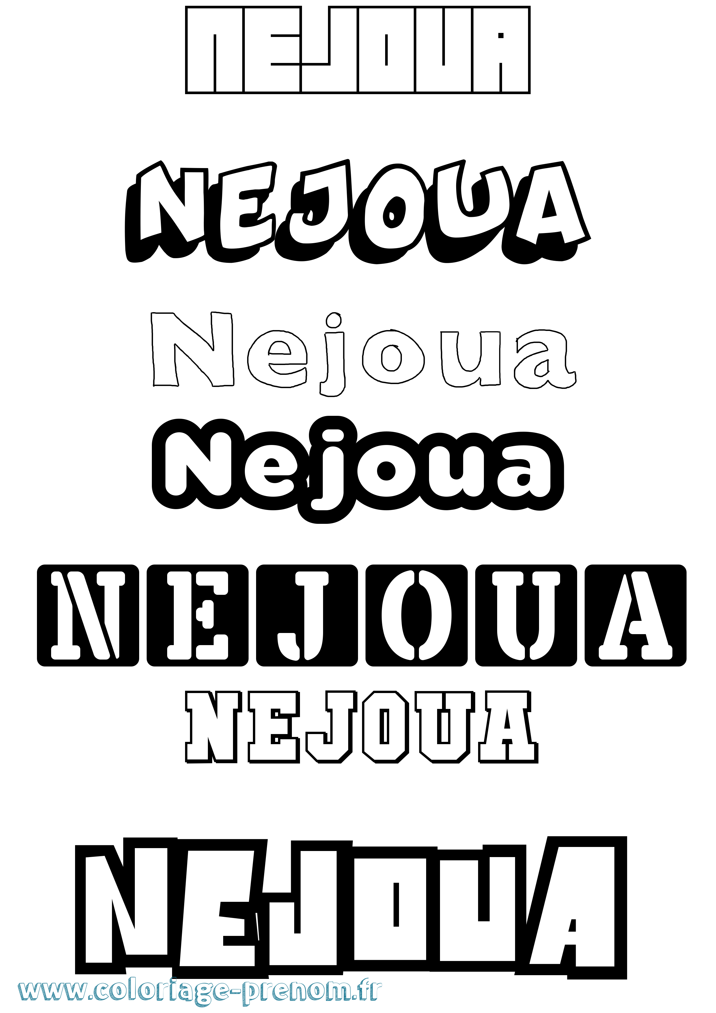 Coloriage Nejoua Simple Coloriage prénom Nejoua Simple