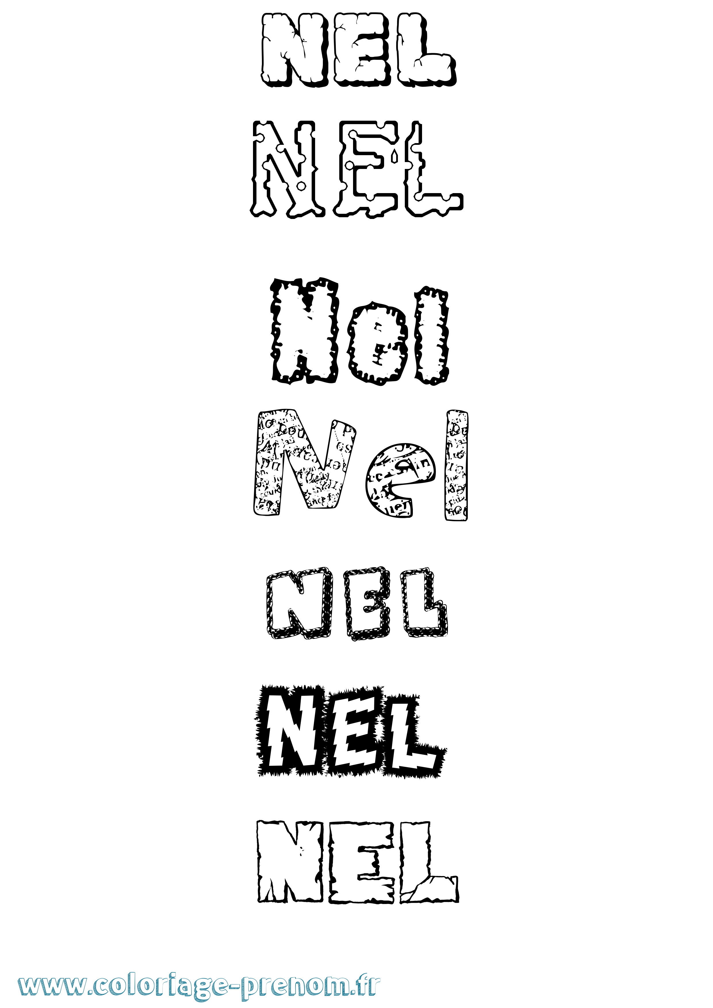 Coloriage Nel Destructuré Coloriage prénom Nel Destructuré
