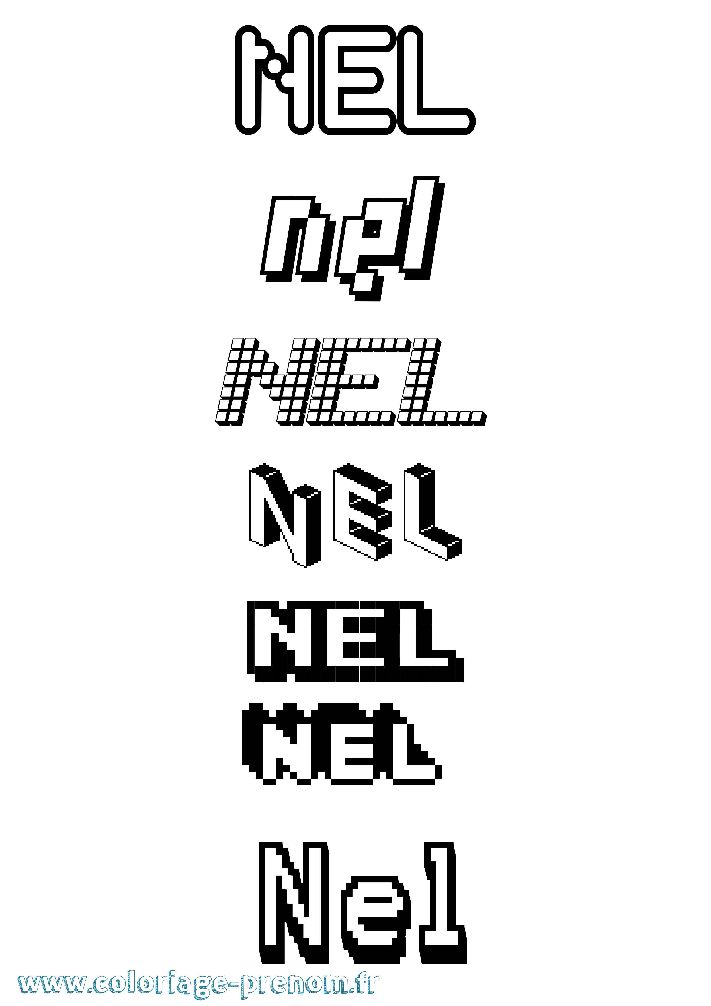 Coloriage Nel Pixel Coloriage prénom Nel Pixel