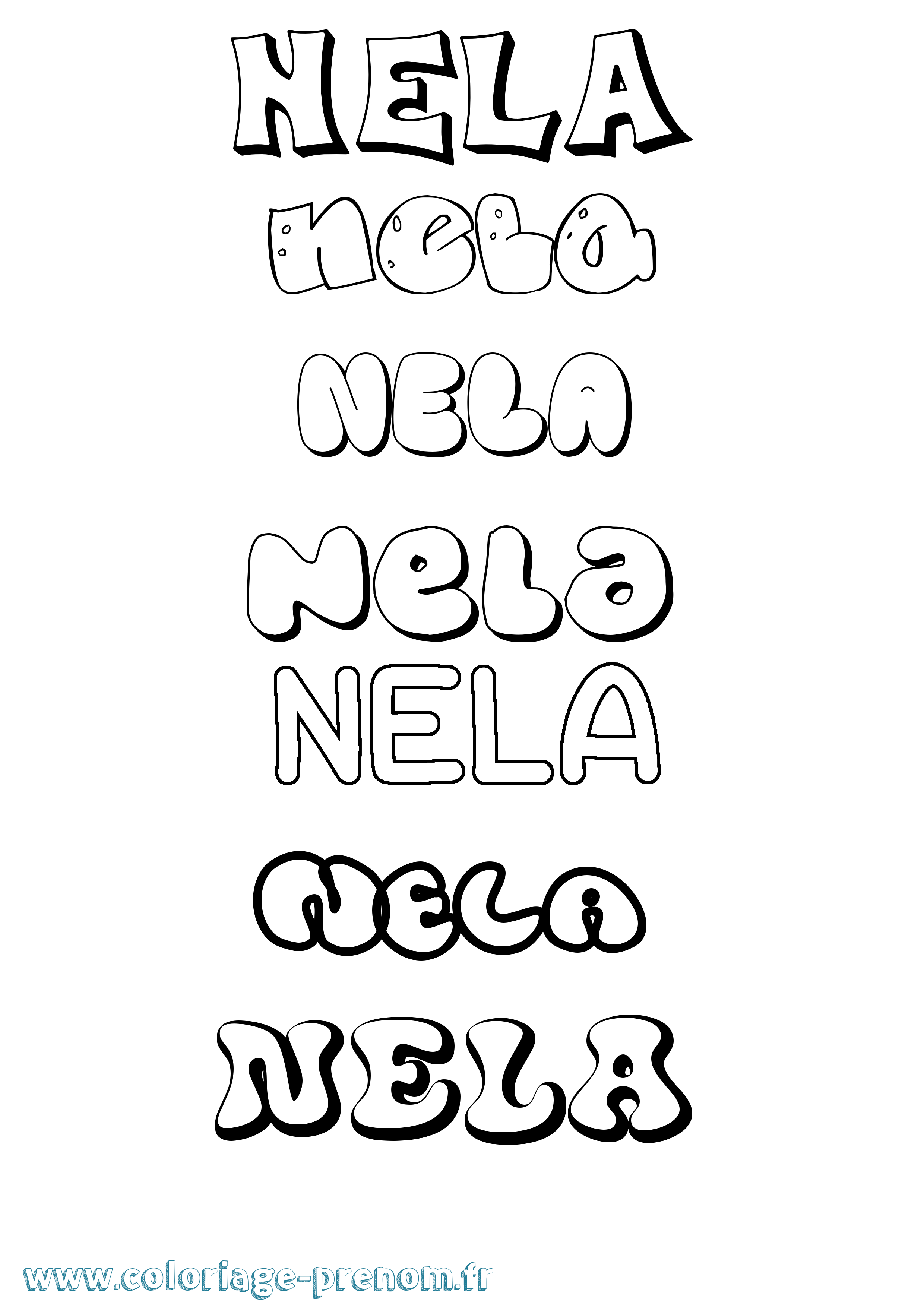 Coloriage Nela Bubble Coloriage prénom Nela Bubble