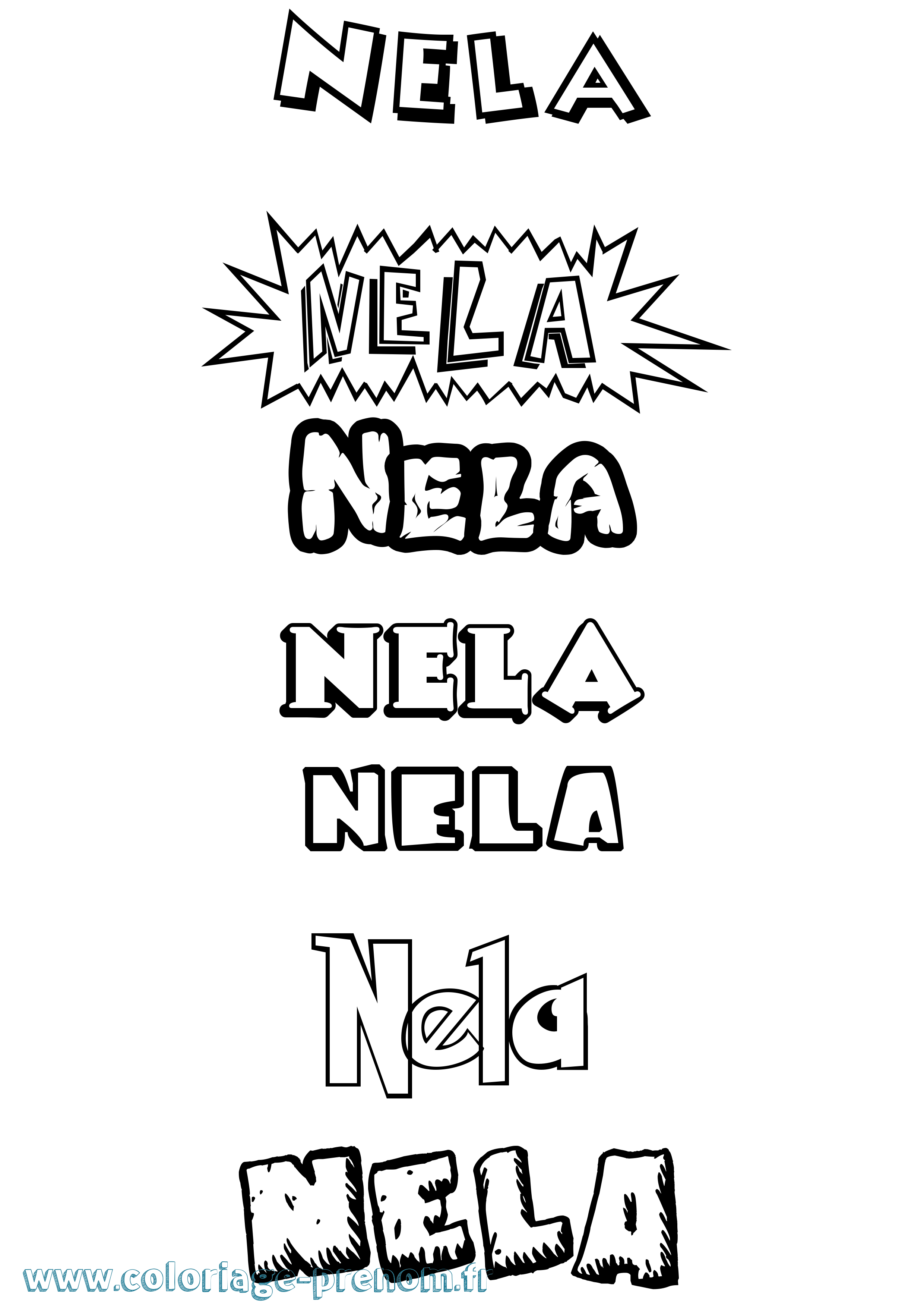 Coloriage Nela Dessin Animé Coloriage prénom Nela Dessin Animé