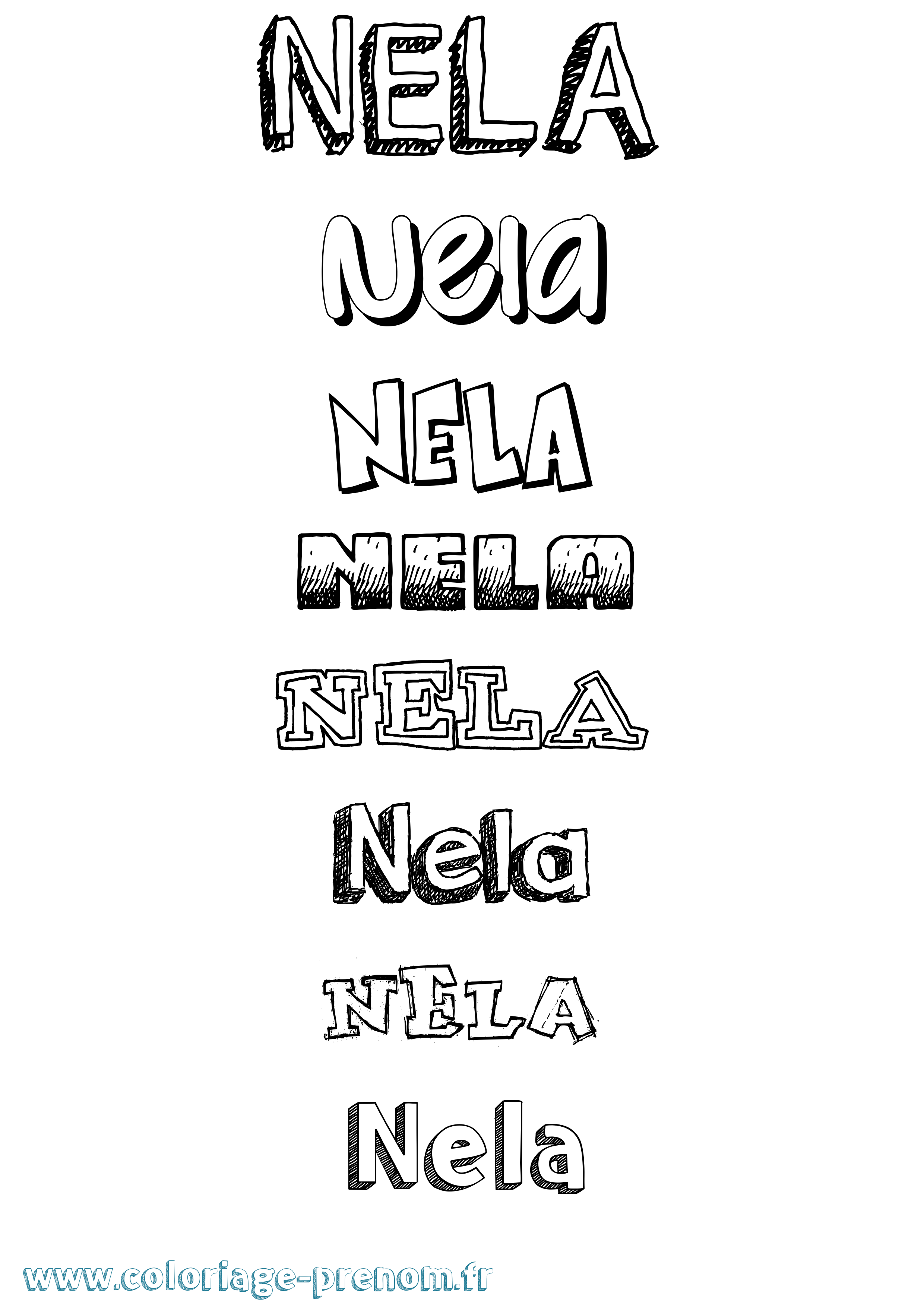 Coloriage Nela Dessiné Coloriage prénom Nela Dessiné