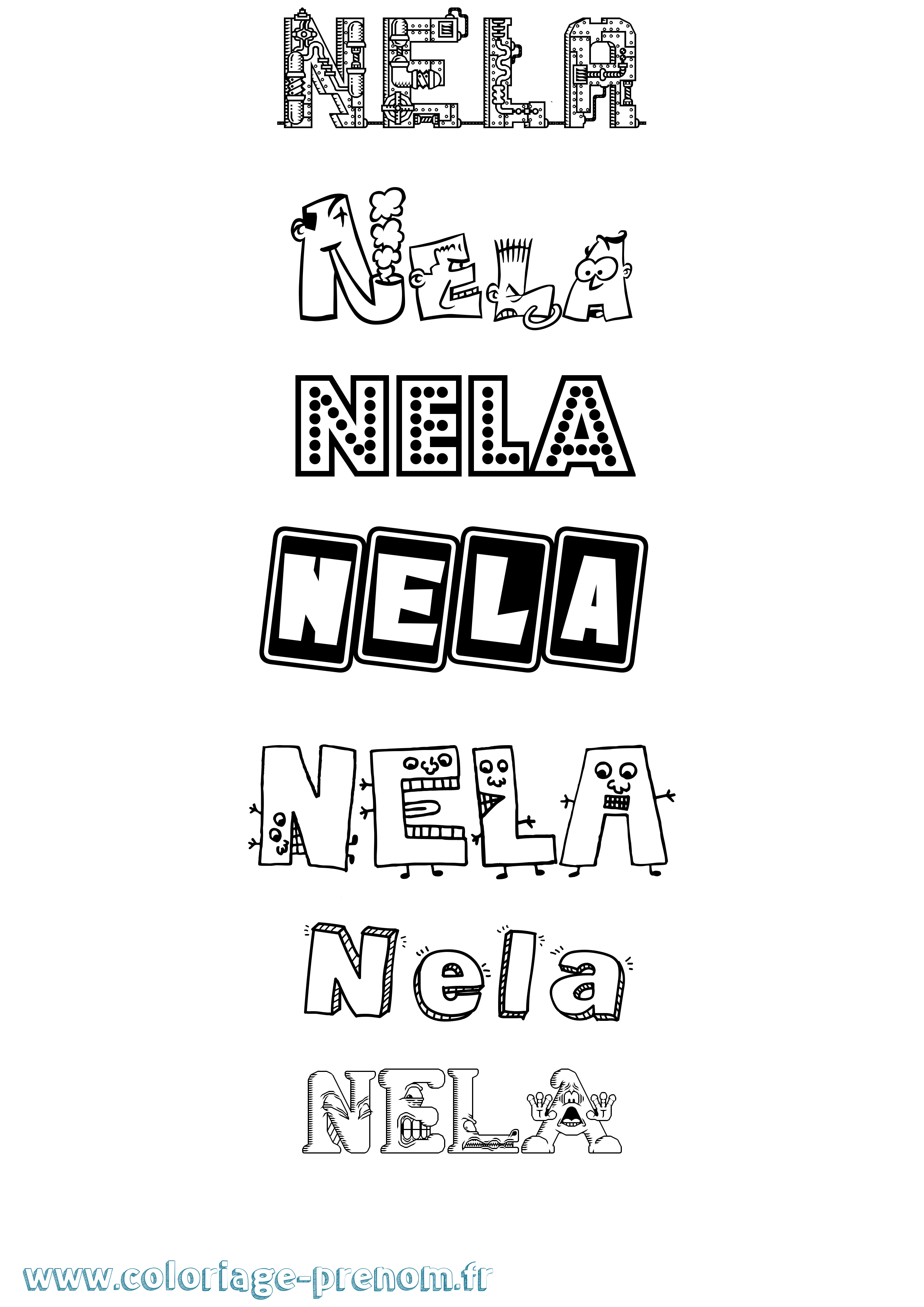 Coloriage Nela Fun Coloriage prénom Nela Fun