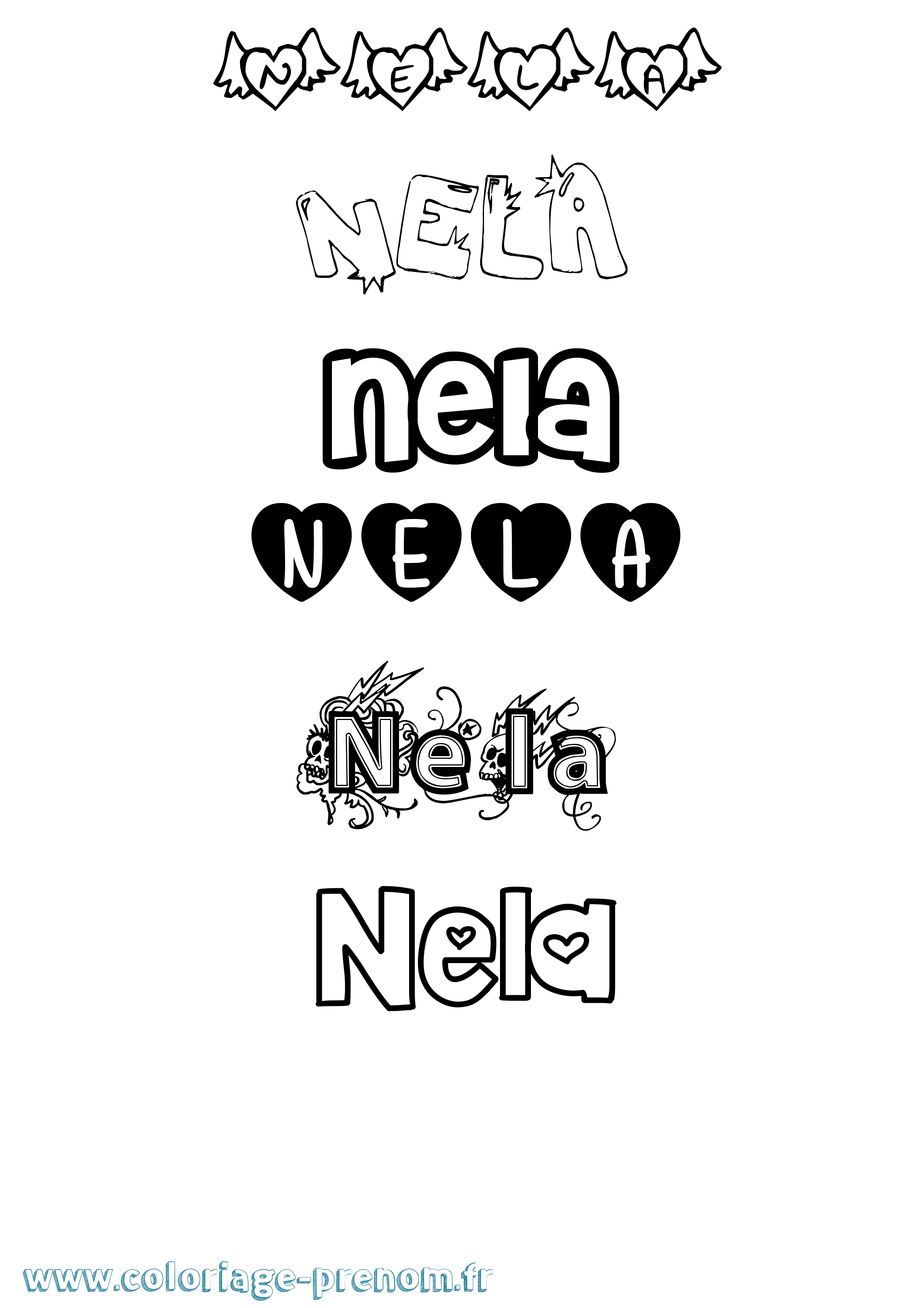Coloriage Nela Girly Coloriage prénom Nela Girly