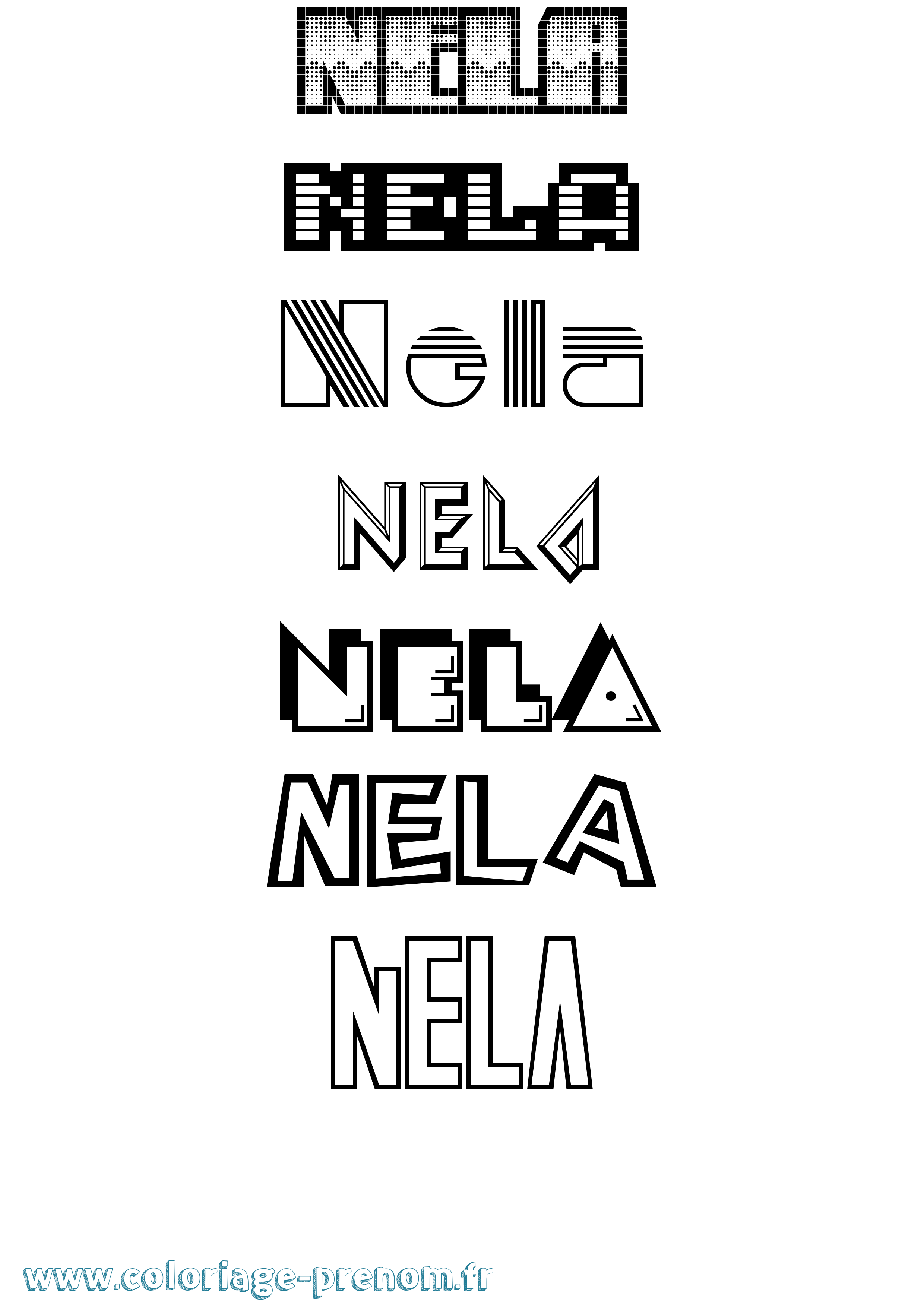Coloriage Nela Jeux Vidéos Coloriage prénom Nela Jeux Vidéos