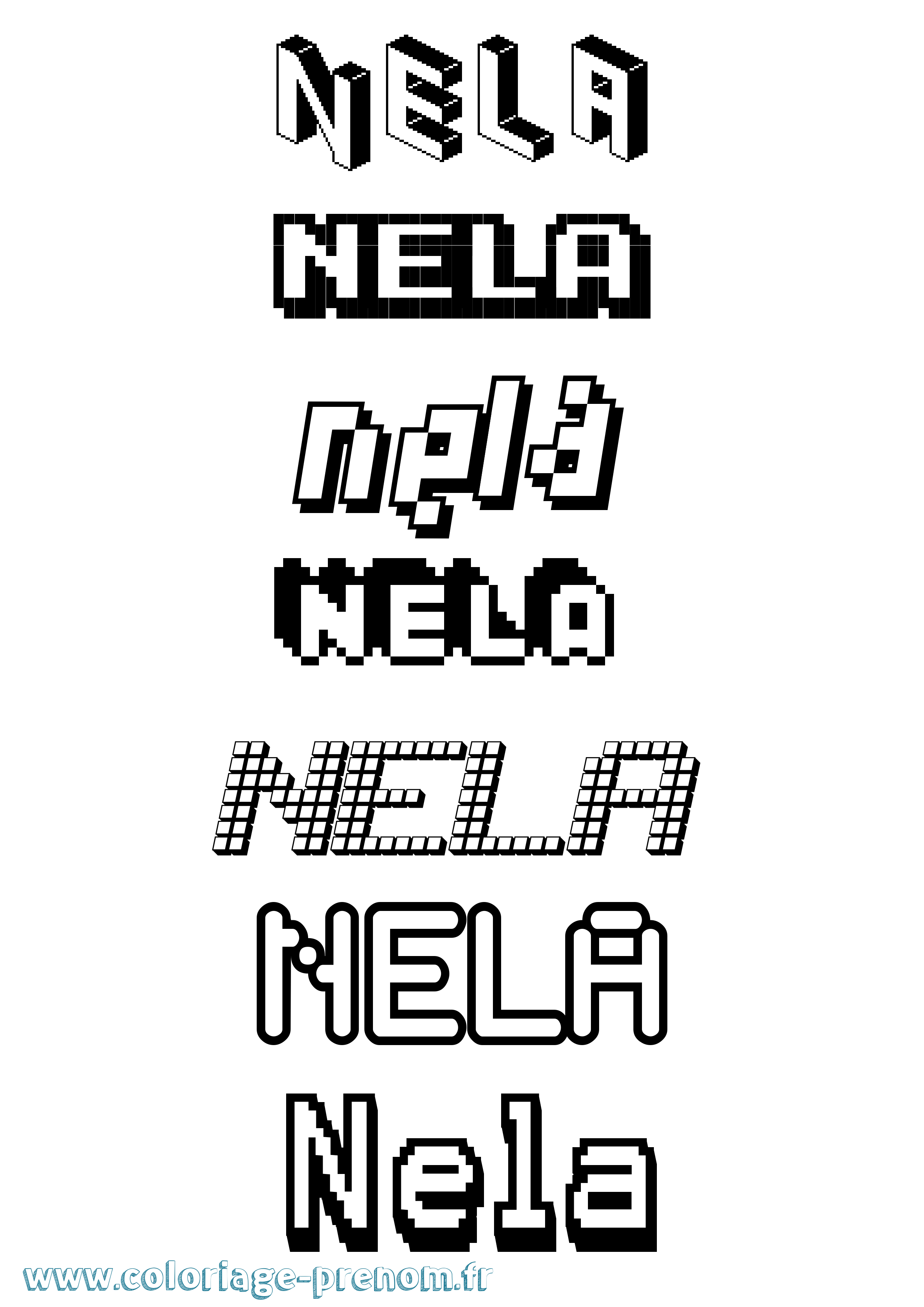 Coloriage Nela Pixel Coloriage prénom Nela Pixel