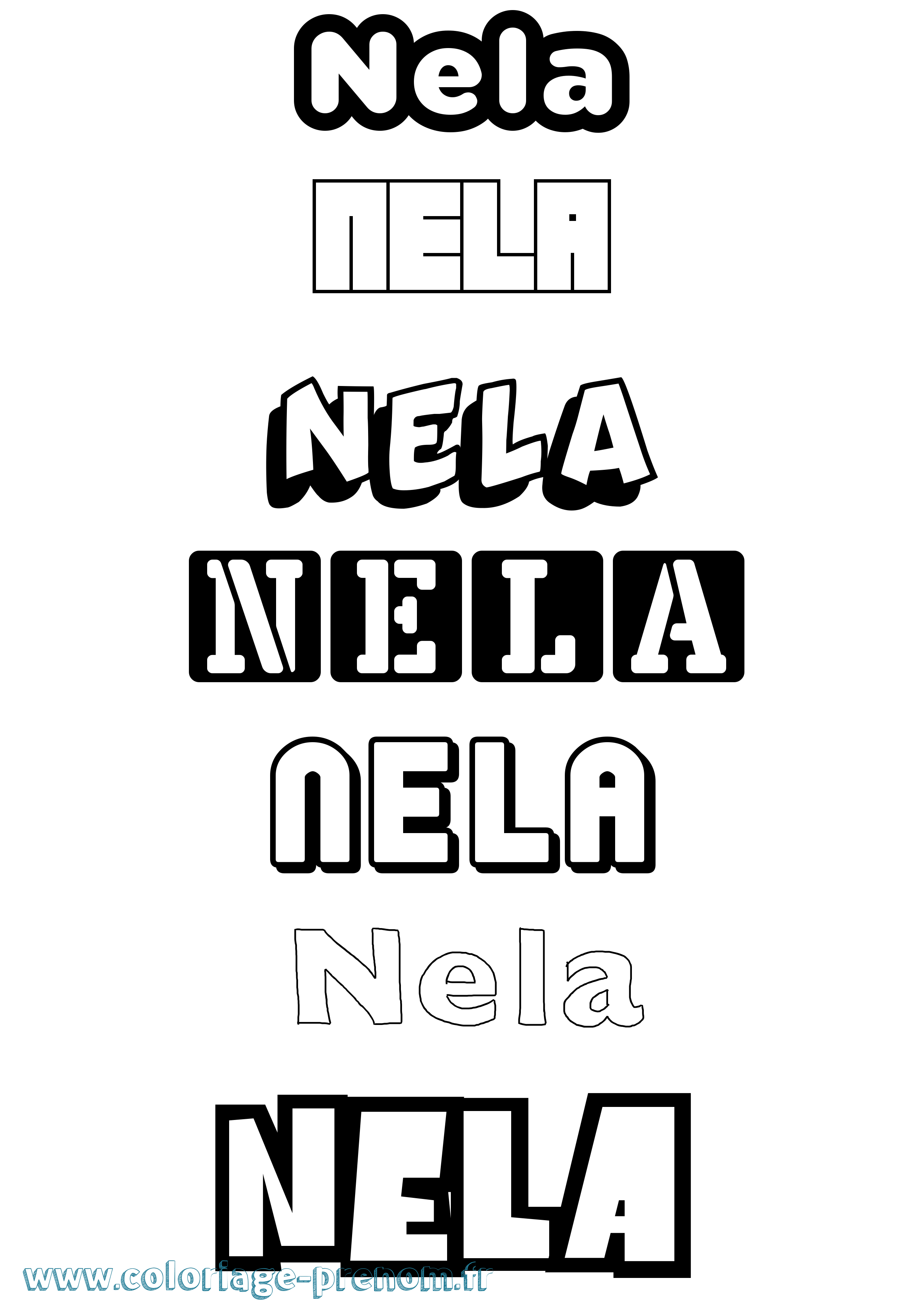 Coloriage Nela Simple Coloriage prénom Nela Simple