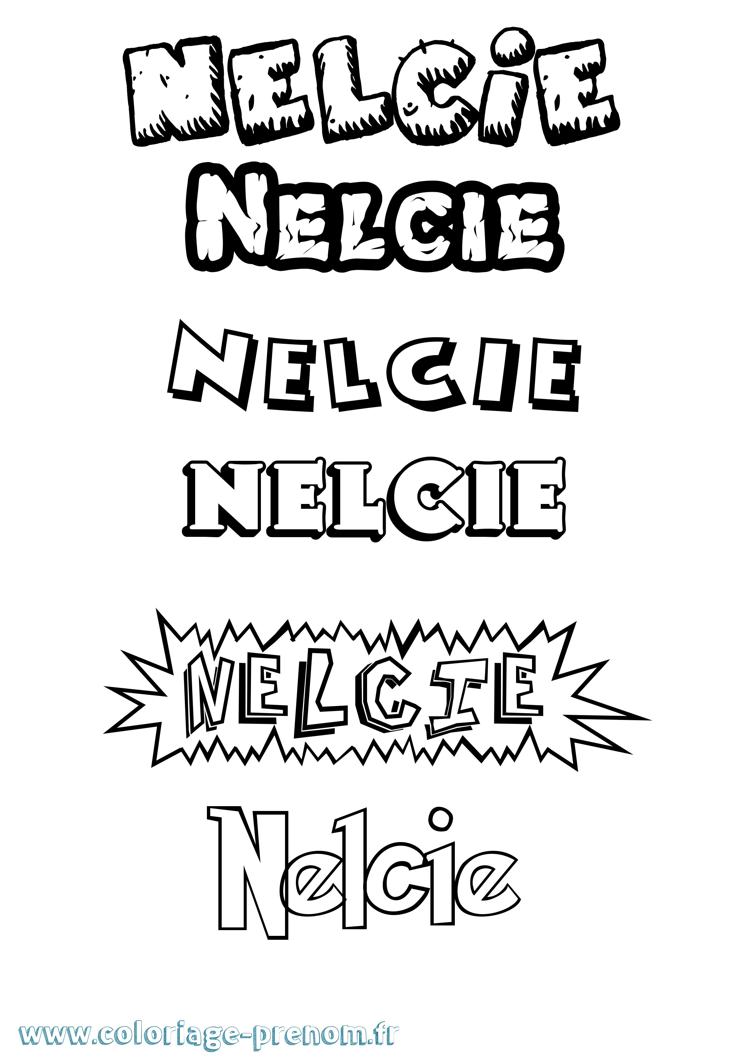 Coloriage Nelcie Dessin Animé Coloriage prénom Nelcie Dessin Animé