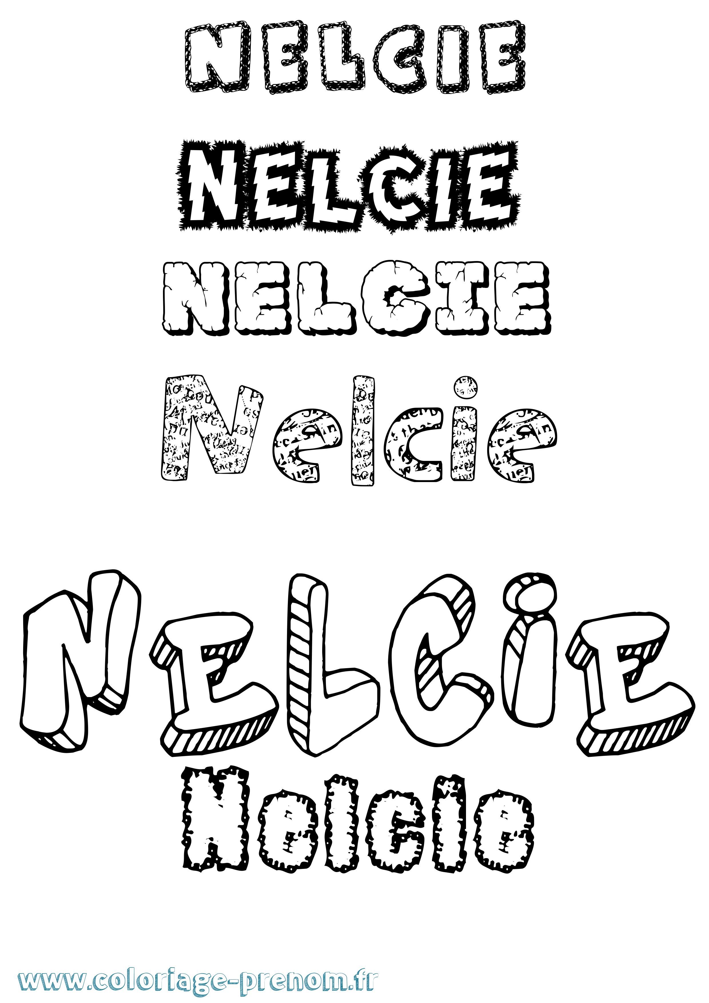 Coloriage Nelcie Destructuré Coloriage prénom Nelcie Destructuré
