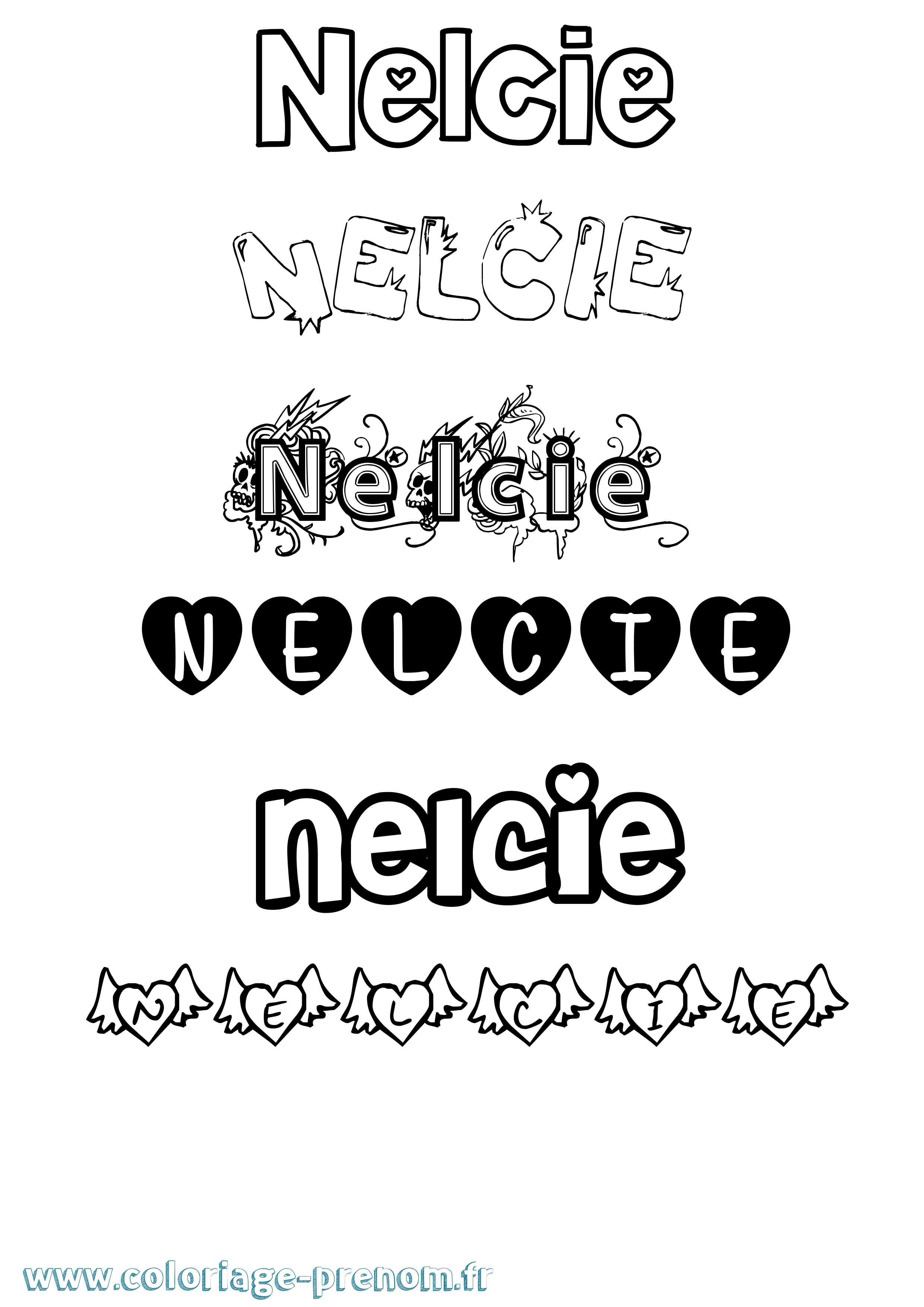 Coloriage Nelcie Girly Coloriage prénom Nelcie Girly