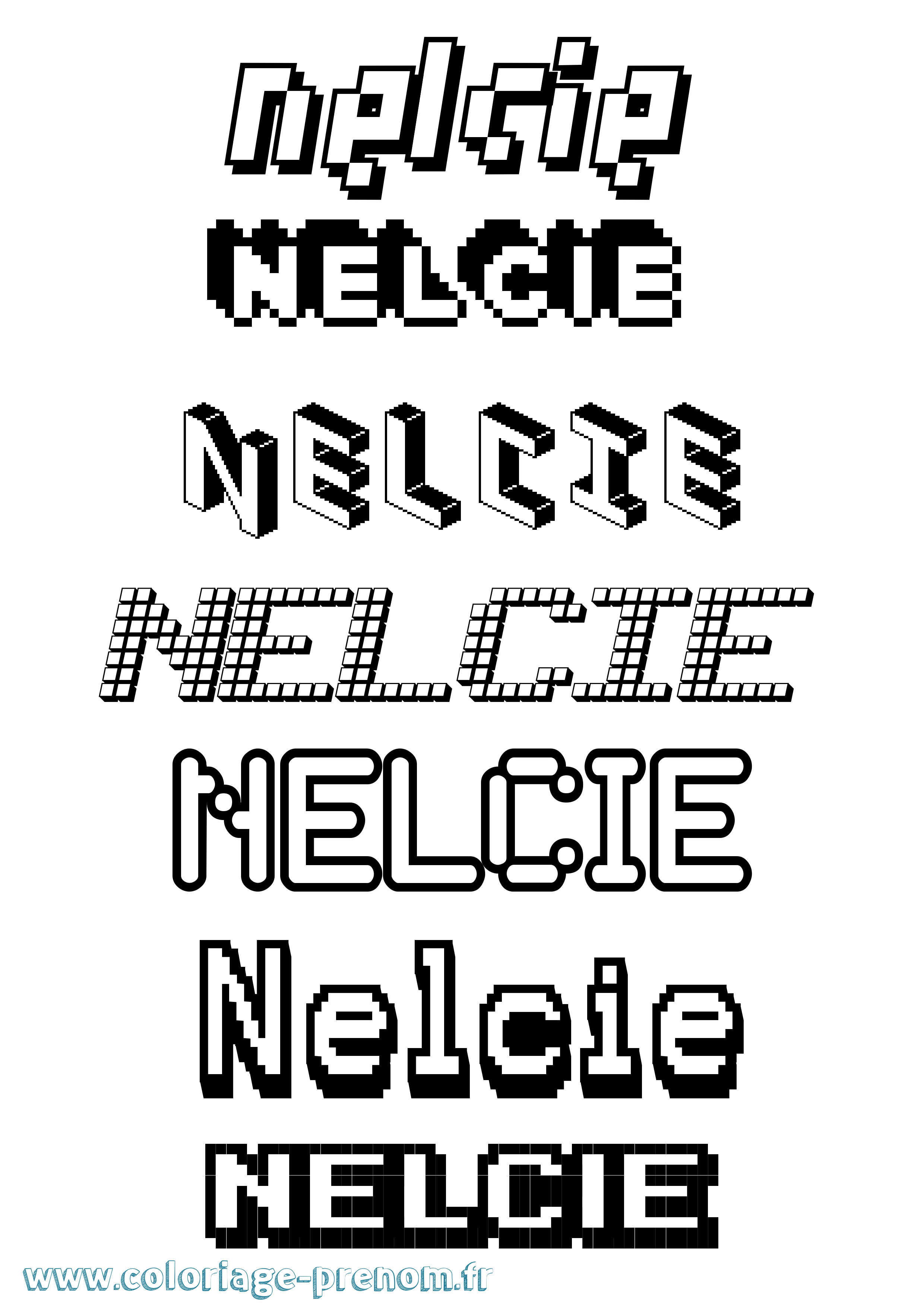 Coloriage Nelcie Pixel Coloriage prénom Nelcie Pixel