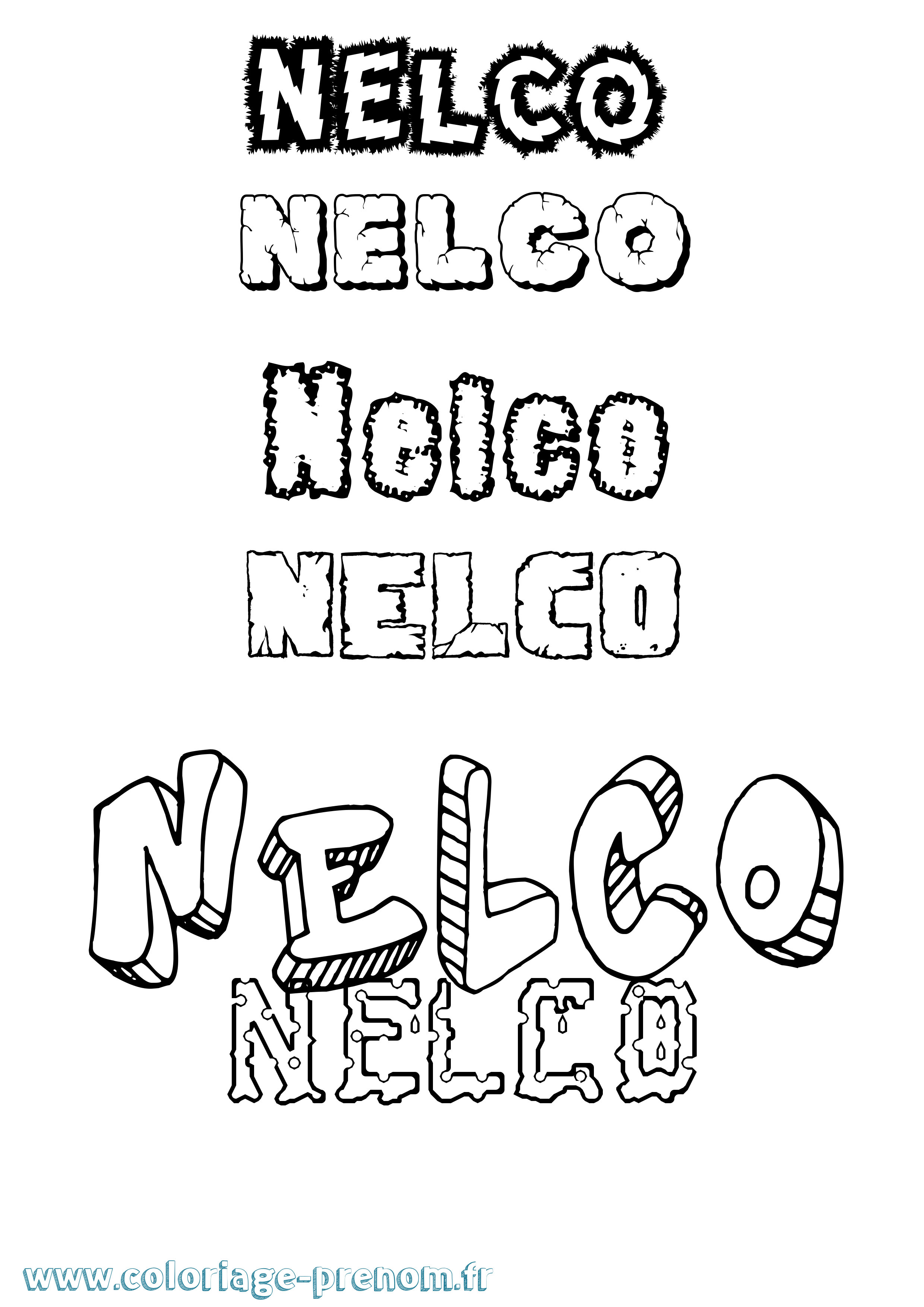 Coloriage Nelco Destructuré Coloriage prénom Nelco Destructuré