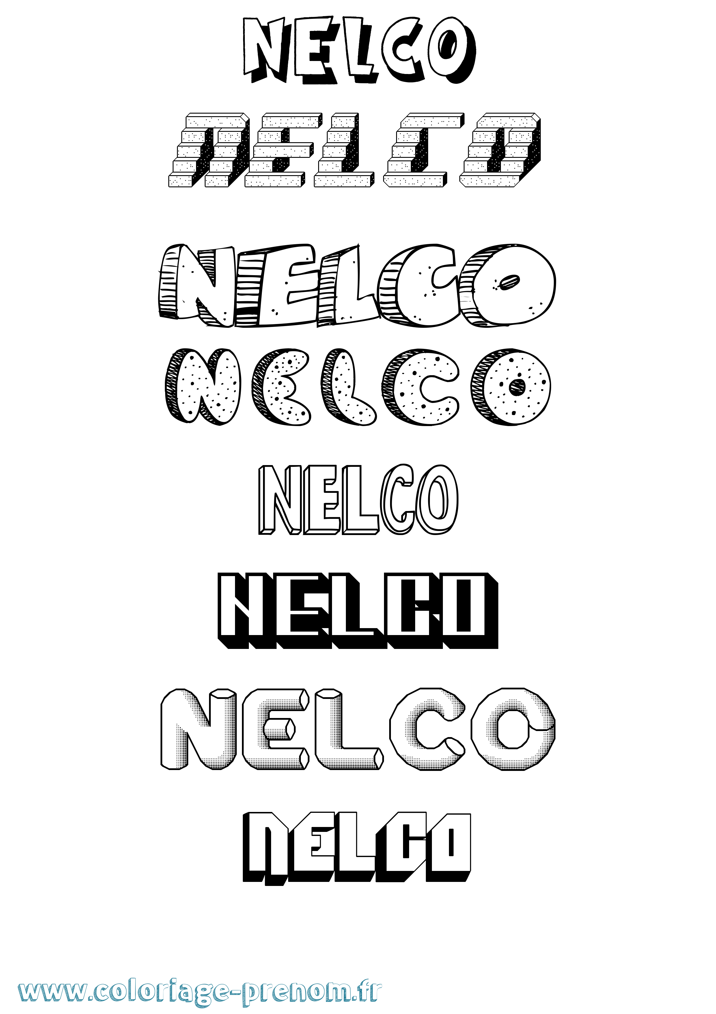 Coloriage Nelco Effet 3D Coloriage prénom Nelco Effet 3D