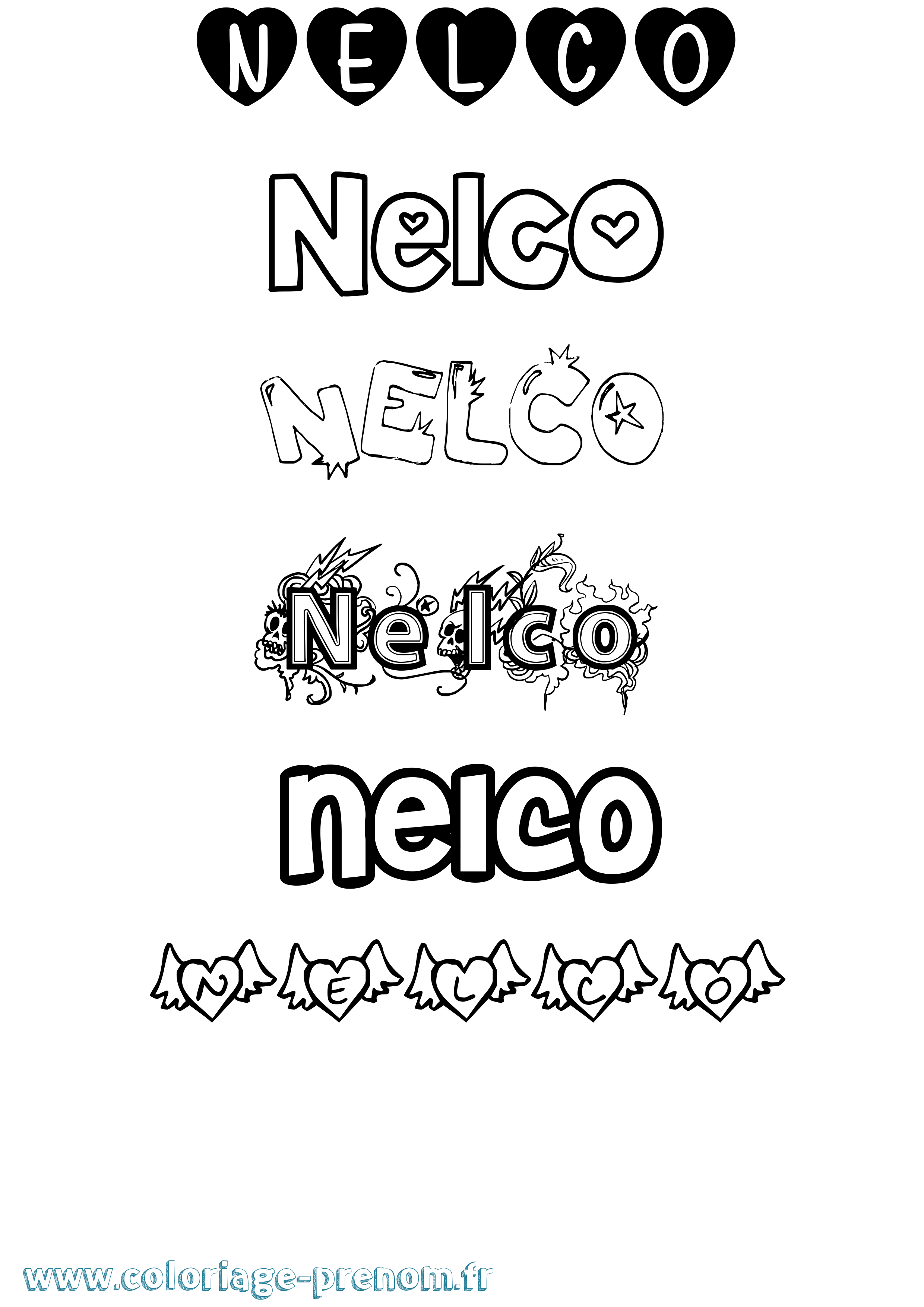 Coloriage Nelco Girly Coloriage prénom Nelco Girly