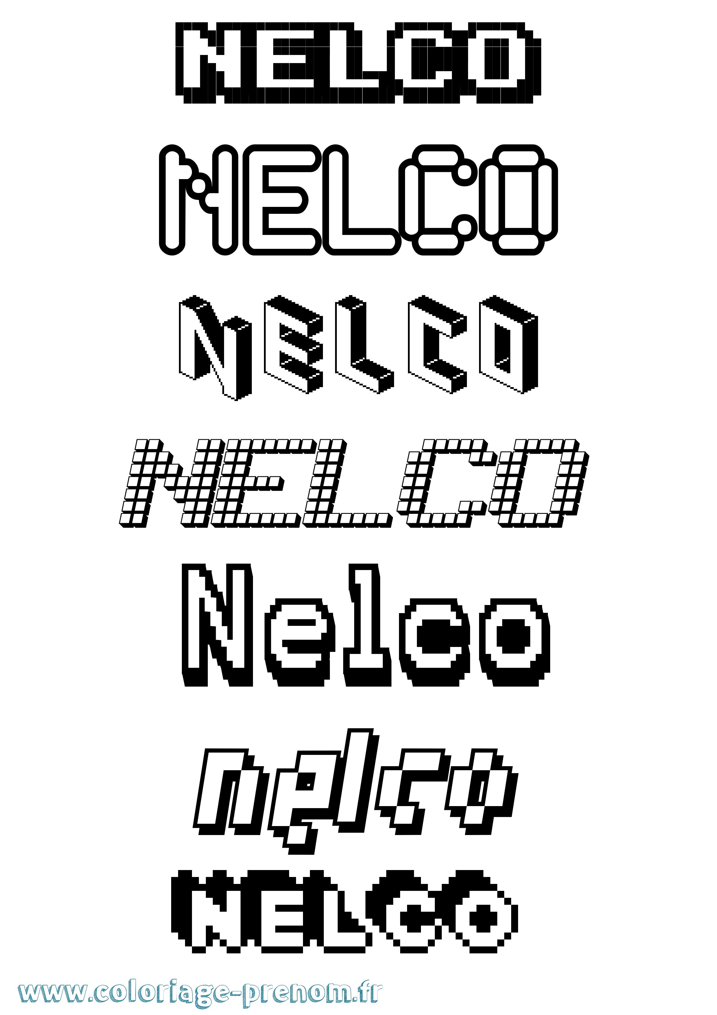 Coloriage Nelco Pixel Coloriage prénom Nelco Pixel