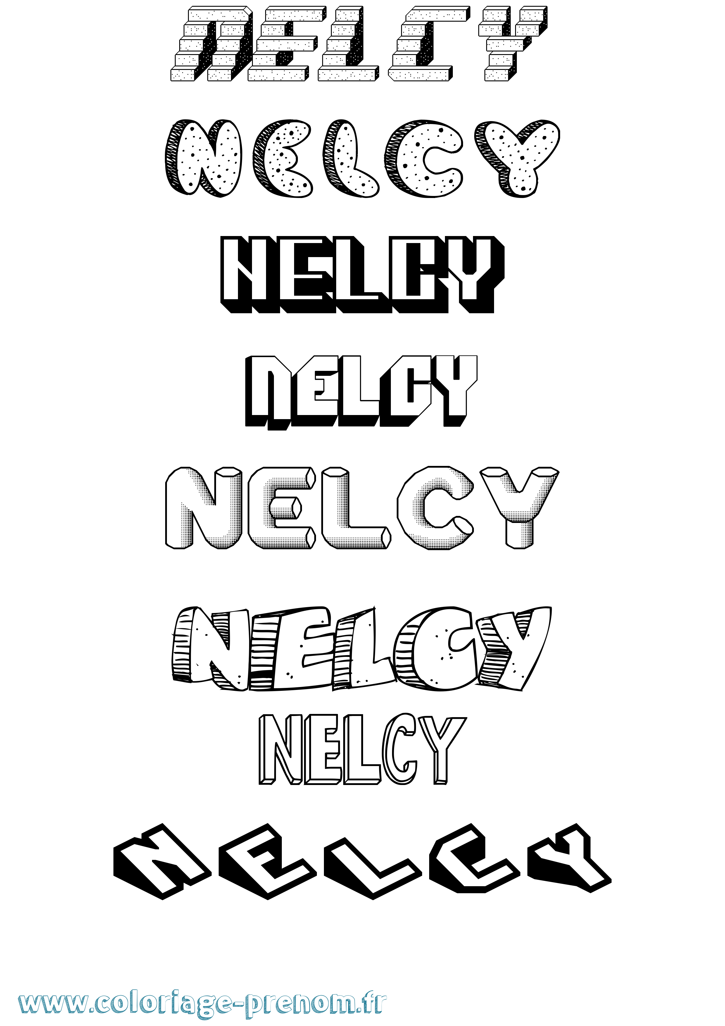 Coloriage Nelcy Effet 3D Coloriage prénom Nelcy Effet 3D