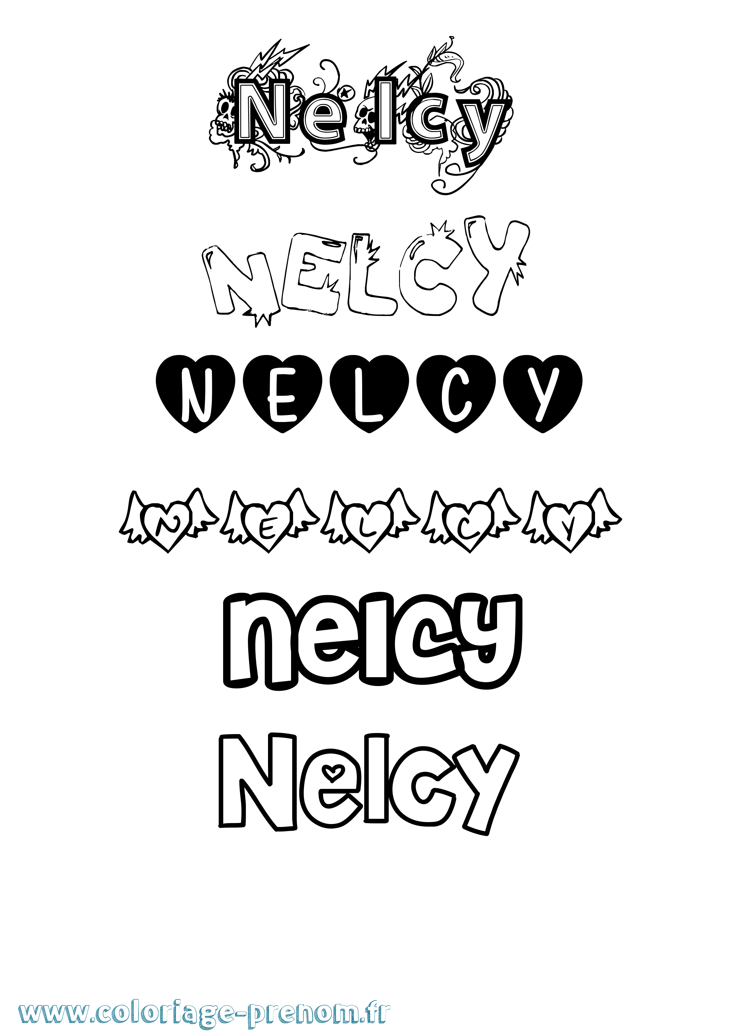 Coloriage Nelcy Girly Coloriage prénom Nelcy Girly