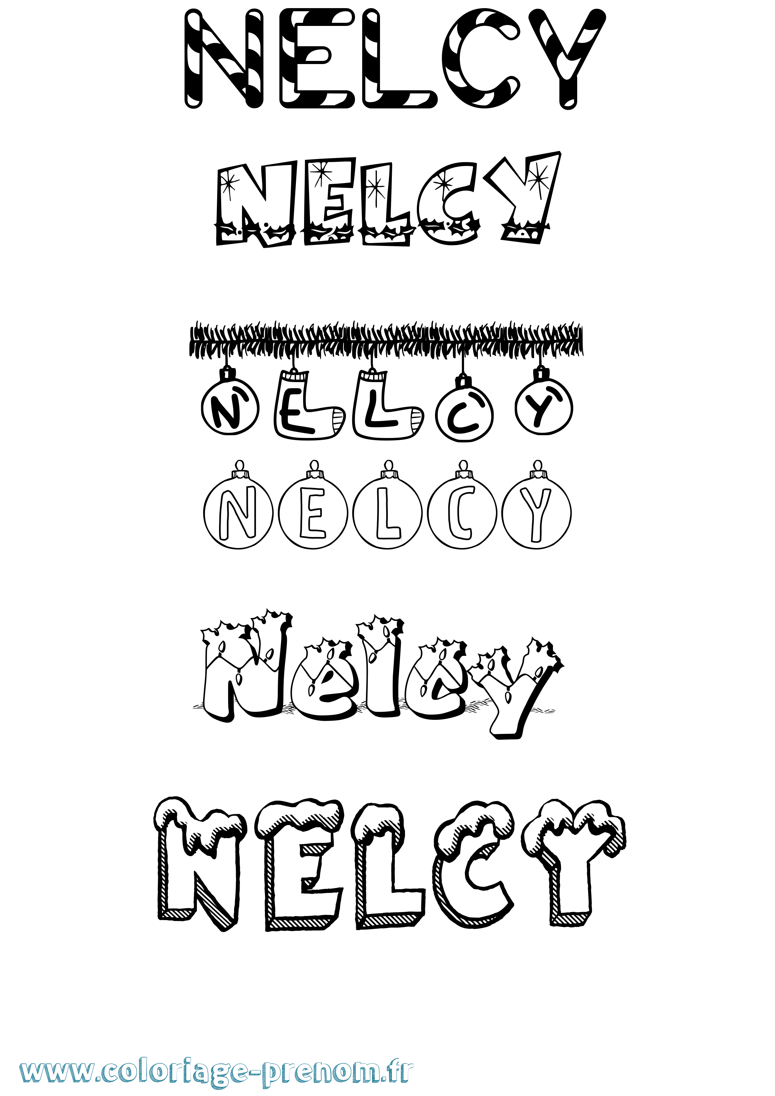 Coloriage Nelcy Noël Coloriage prénom Nelcy Noël