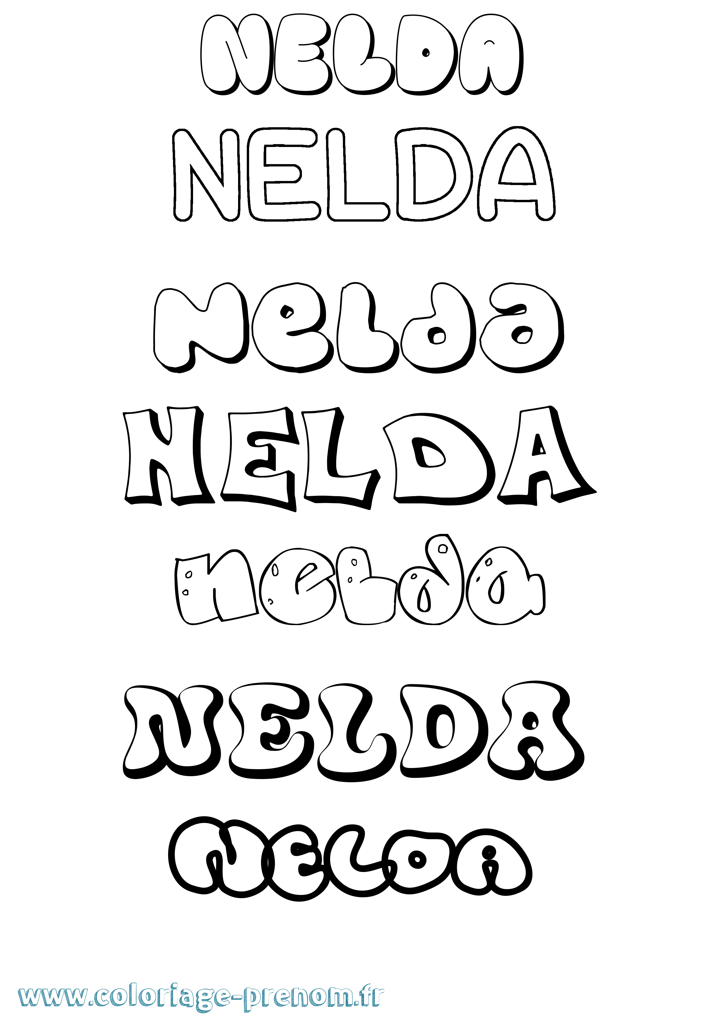 Coloriage Nelda Bubble Coloriage prénom Nelda Bubble