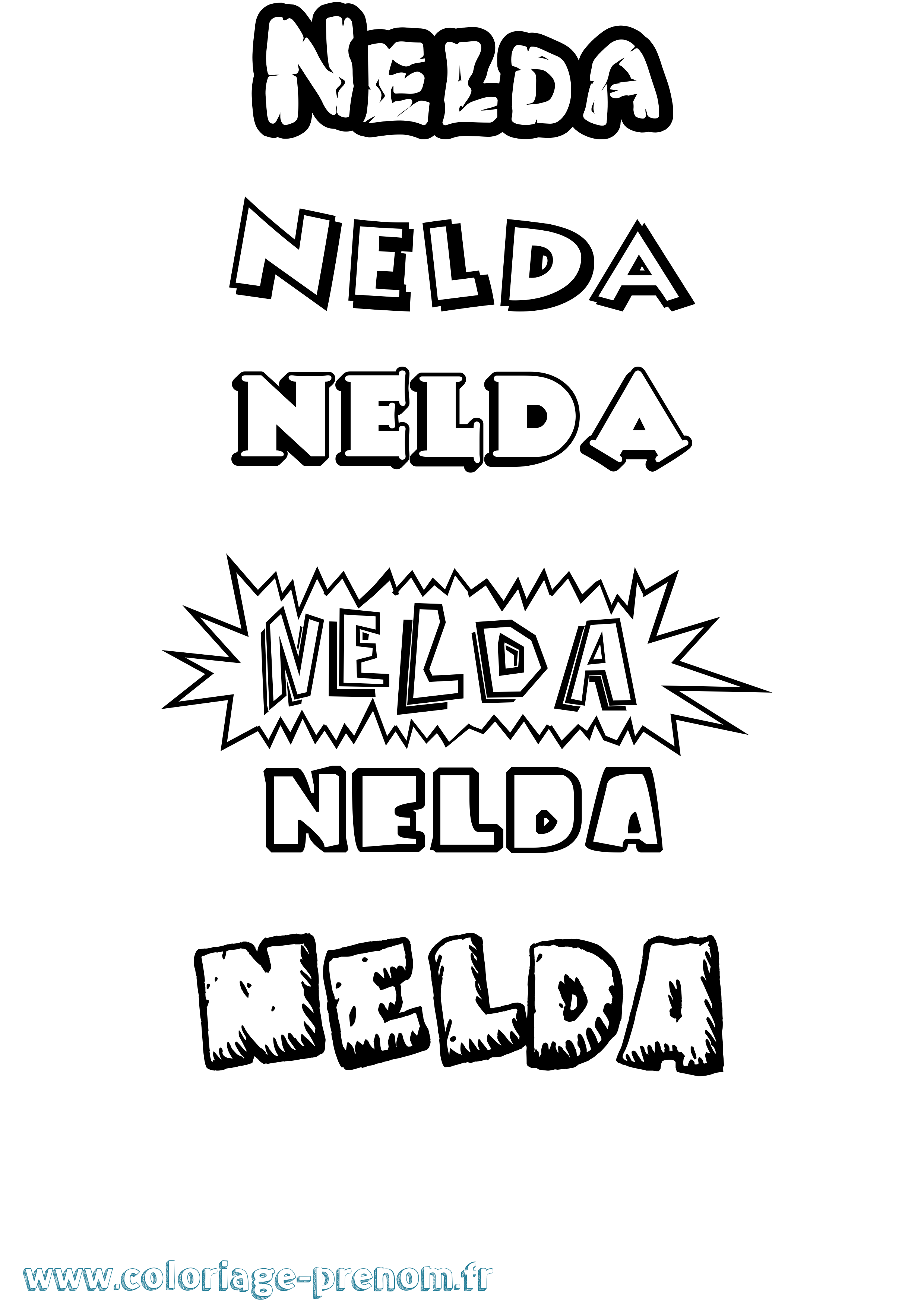 Coloriage Nelda Dessin Animé Coloriage prénom Nelda Dessin Animé