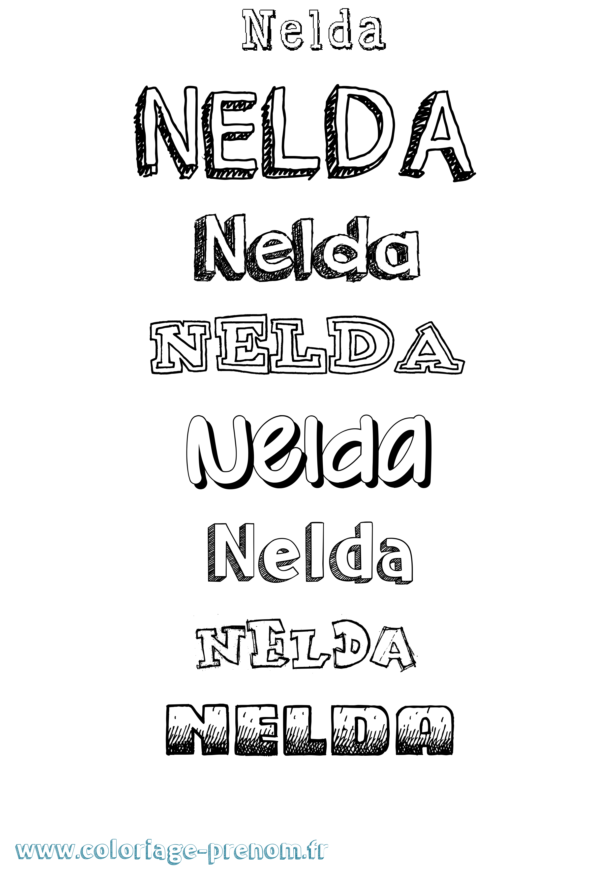 Coloriage Nelda Dessiné Coloriage prénom Nelda Dessiné