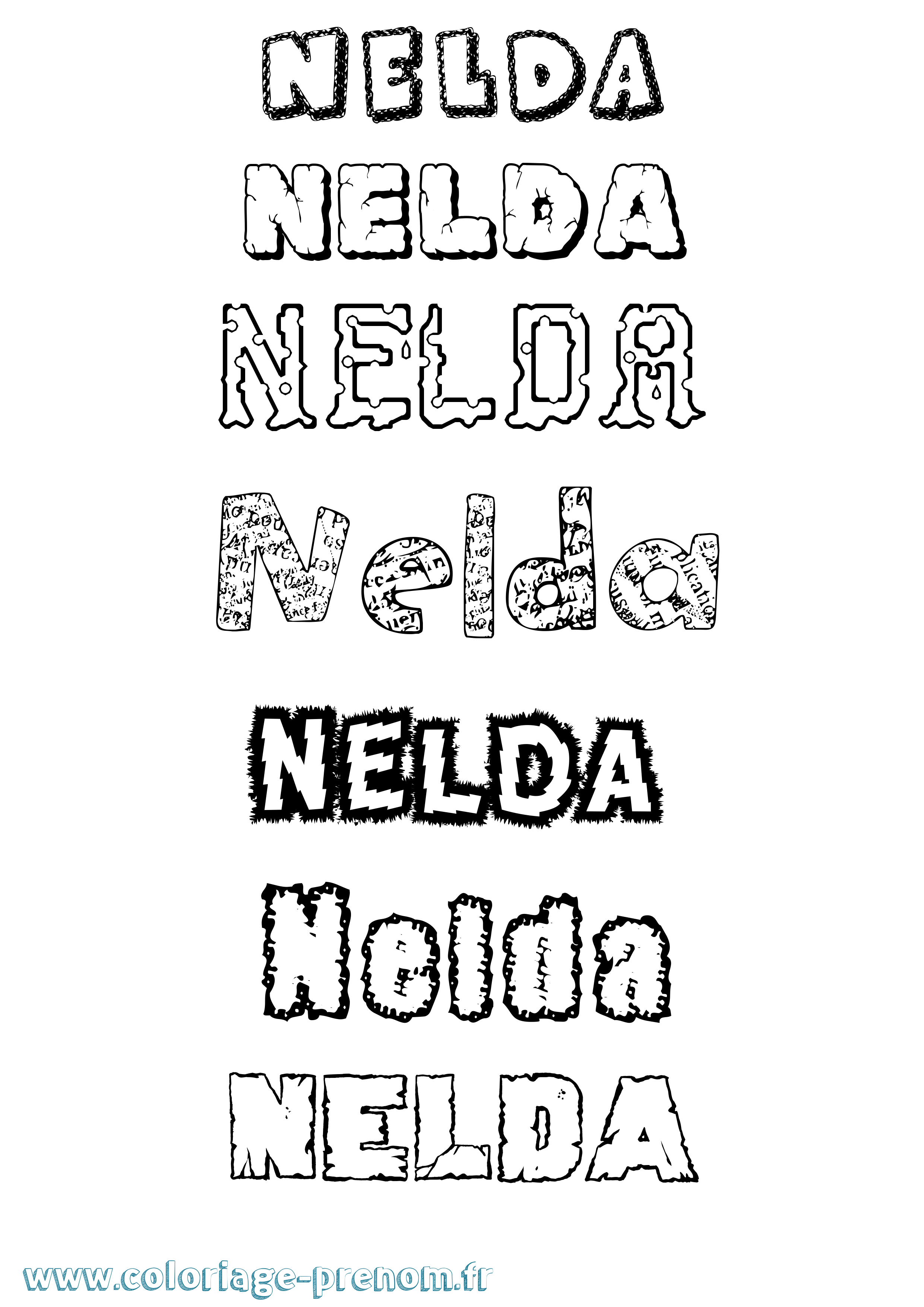Coloriage Nelda Destructuré Coloriage prénom Nelda Destructuré