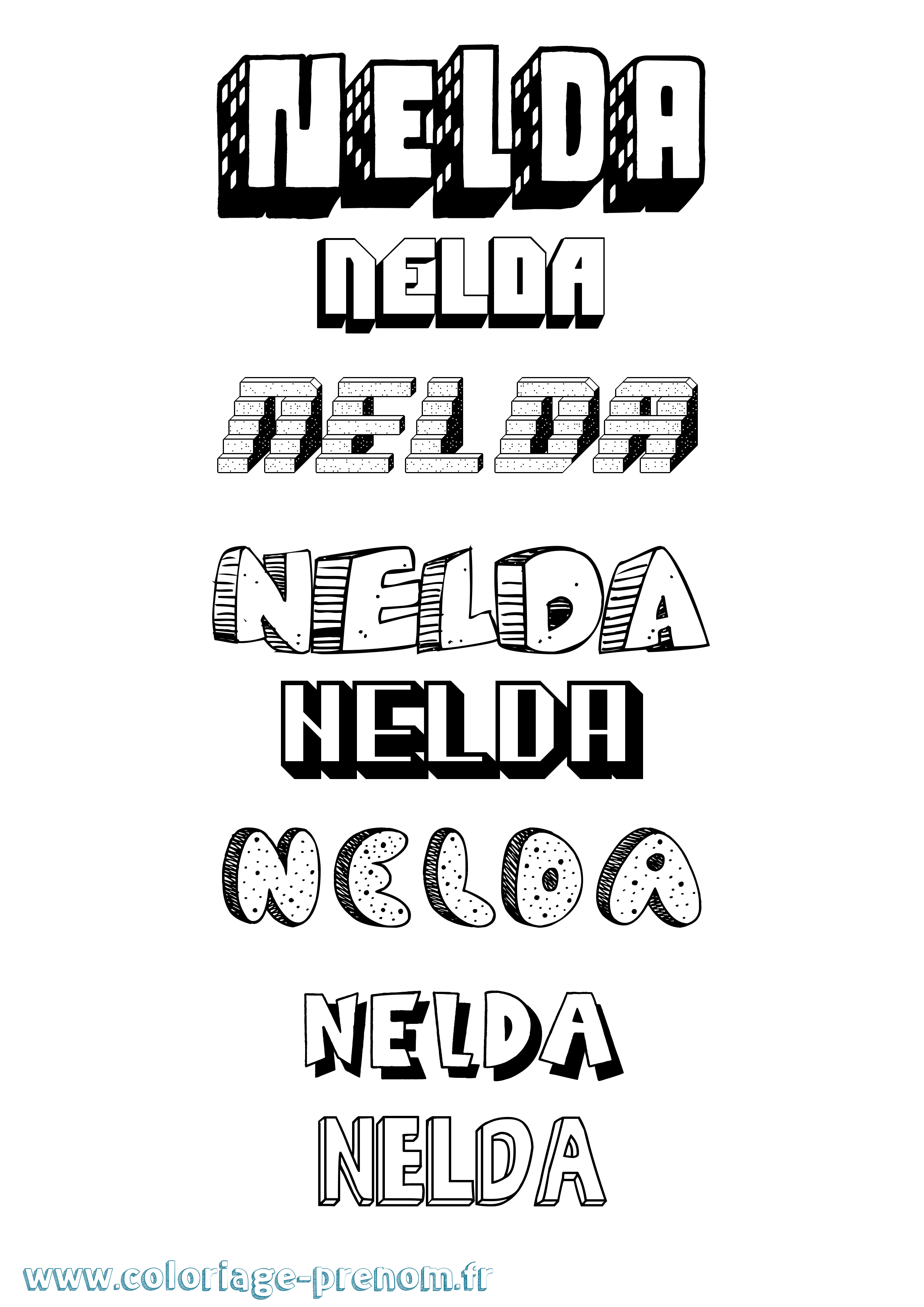 Coloriage Nelda Effet 3D Coloriage prénom Nelda Effet 3D