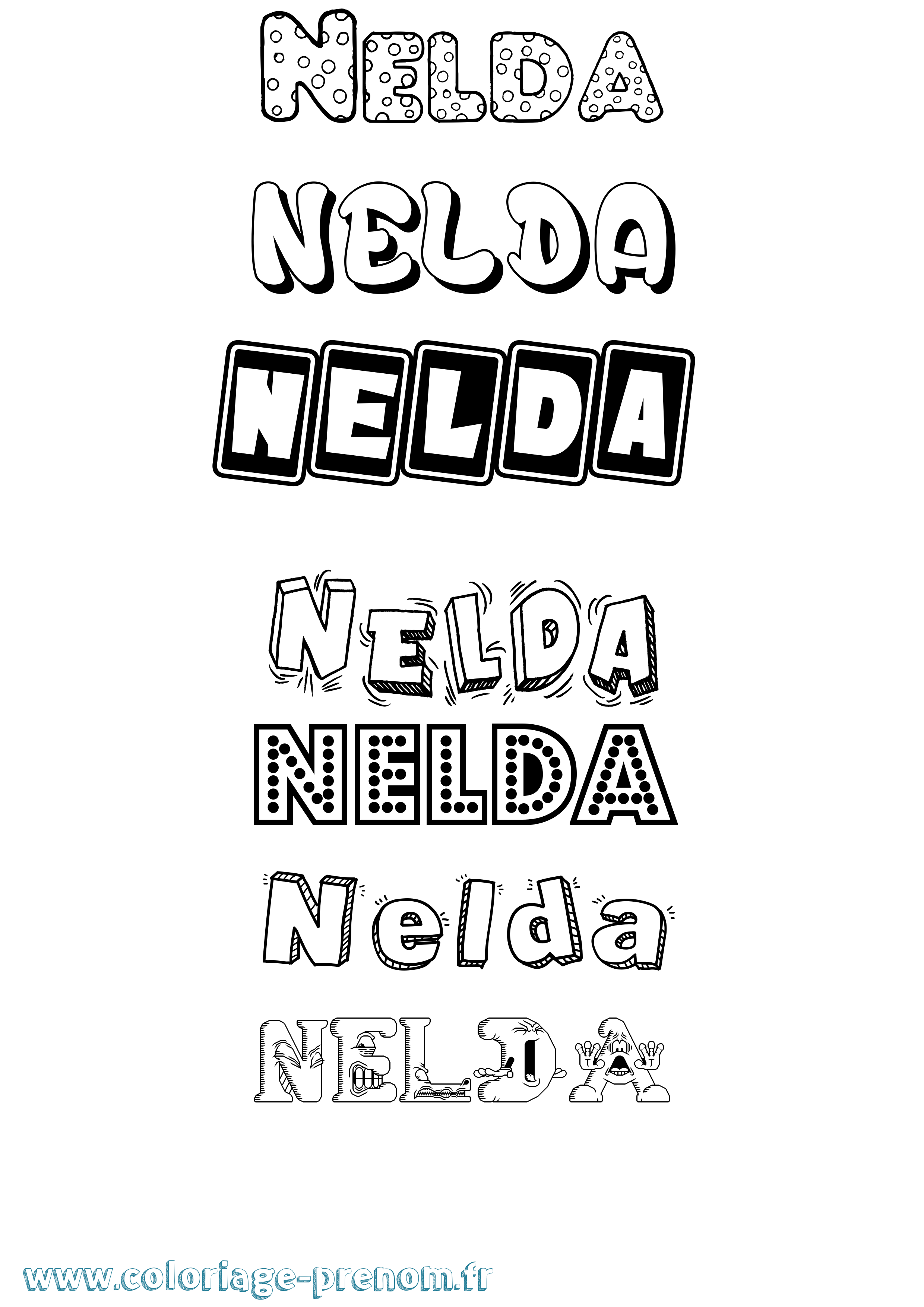 Coloriage Nelda Fun Coloriage prénom Nelda Fun