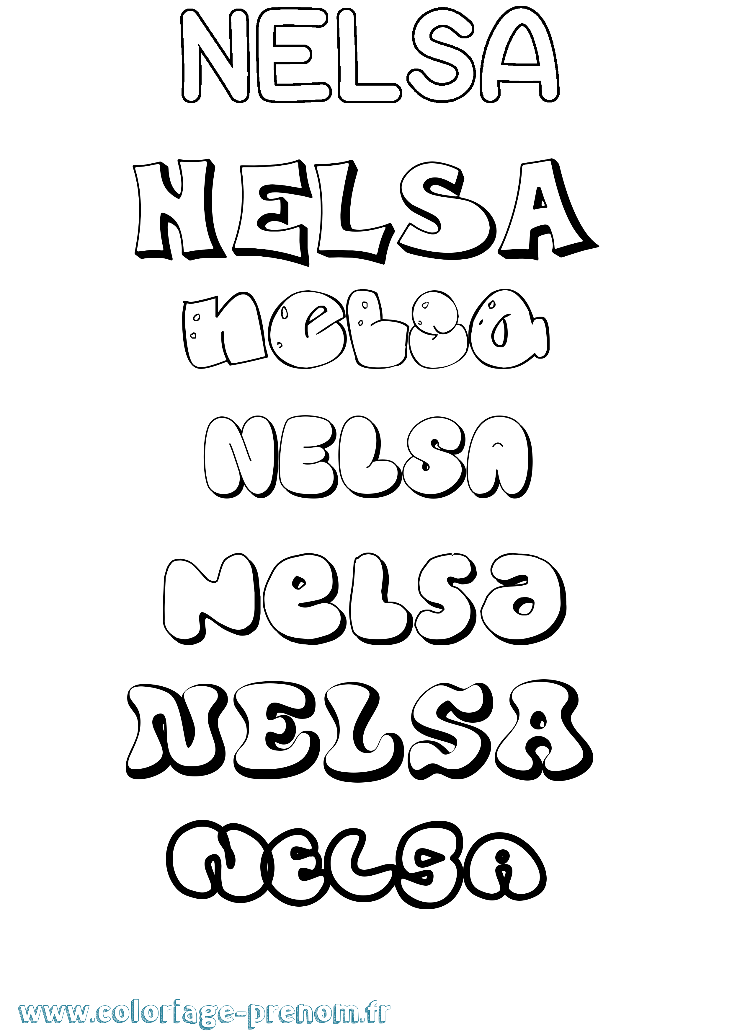 Coloriage Nelsa Bubble Coloriage prénom Nelsa Bubble