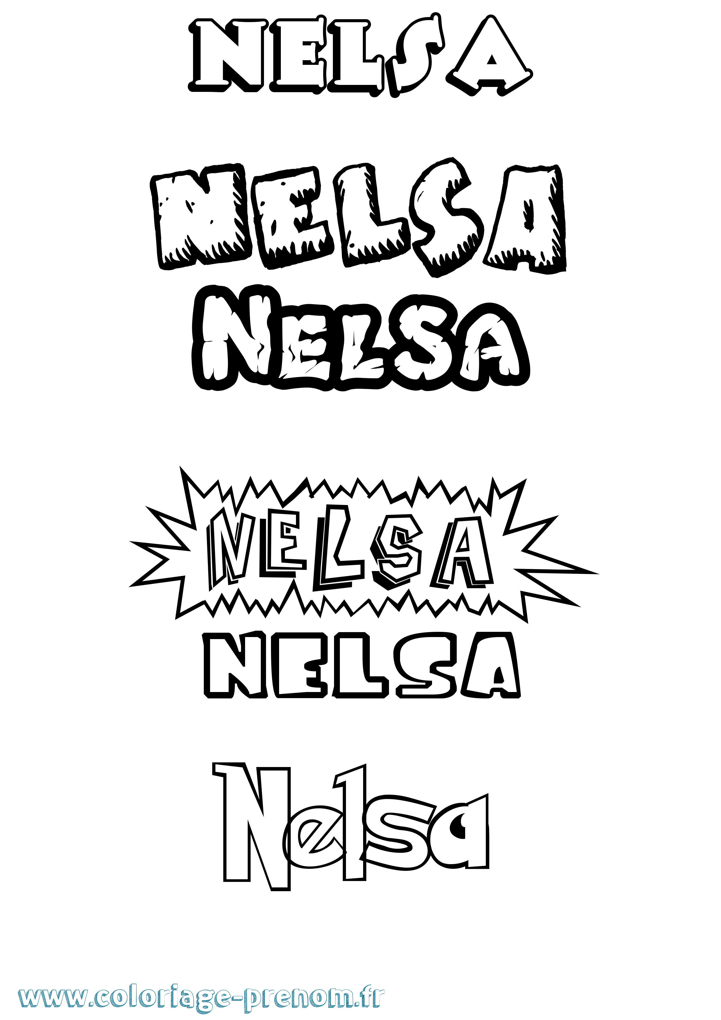 Coloriage Nelsa Dessin Animé Coloriage prénom Nelsa Dessin Animé