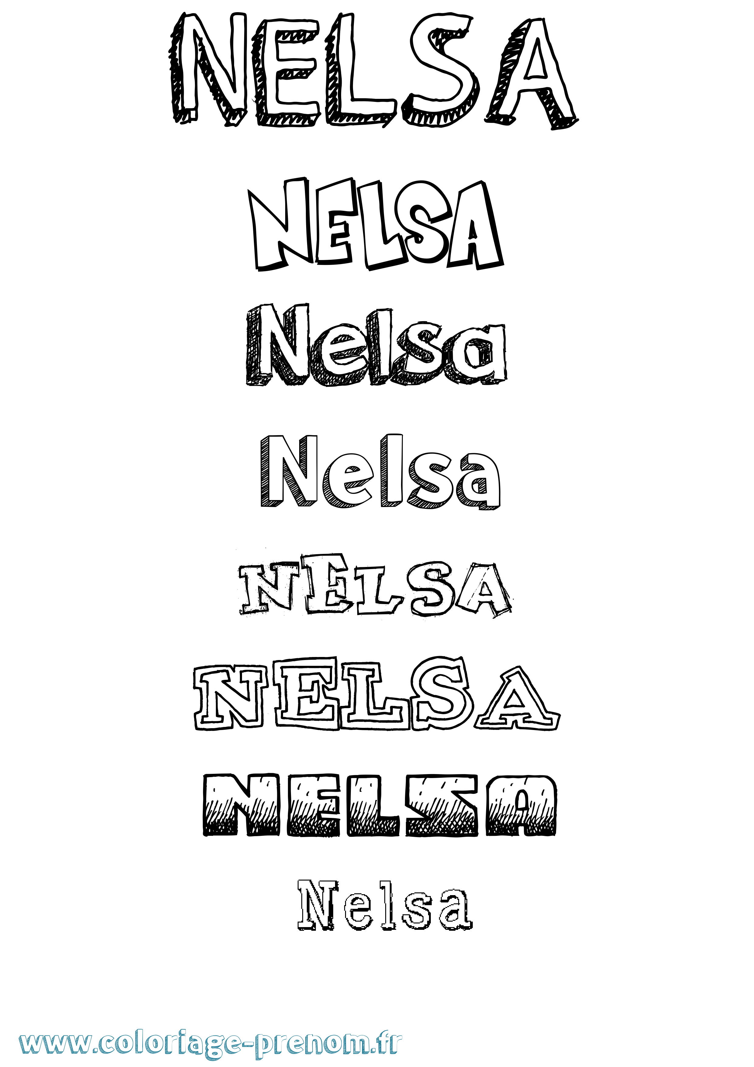 Coloriage Nelsa Dessiné Coloriage prénom Nelsa Dessiné