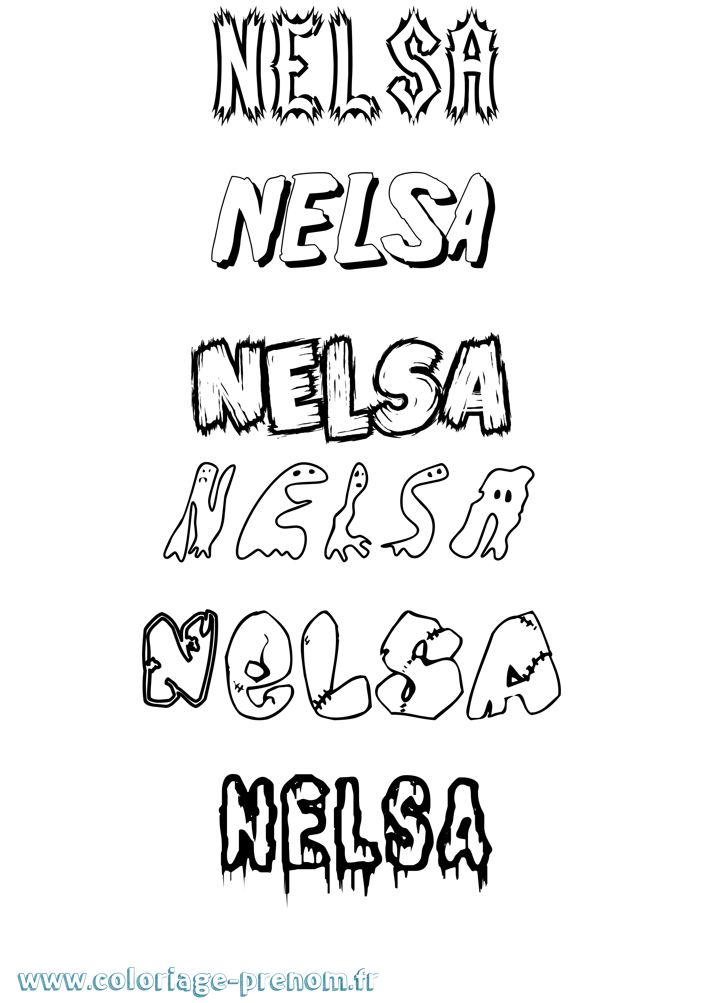 Coloriage Nelsa Frisson Coloriage prénom Nelsa Frisson