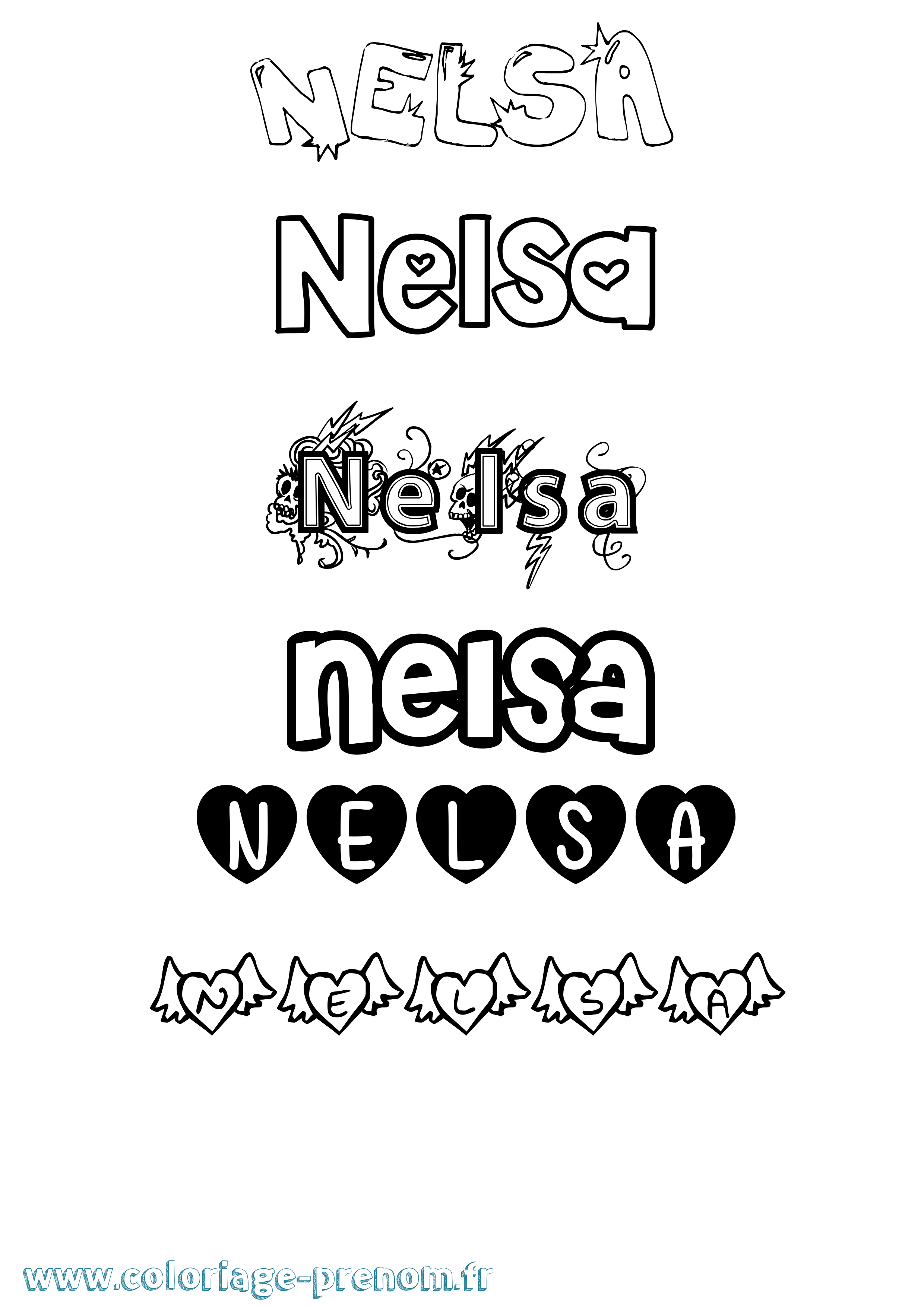 Coloriage Nelsa Girly Coloriage prénom Nelsa Girly