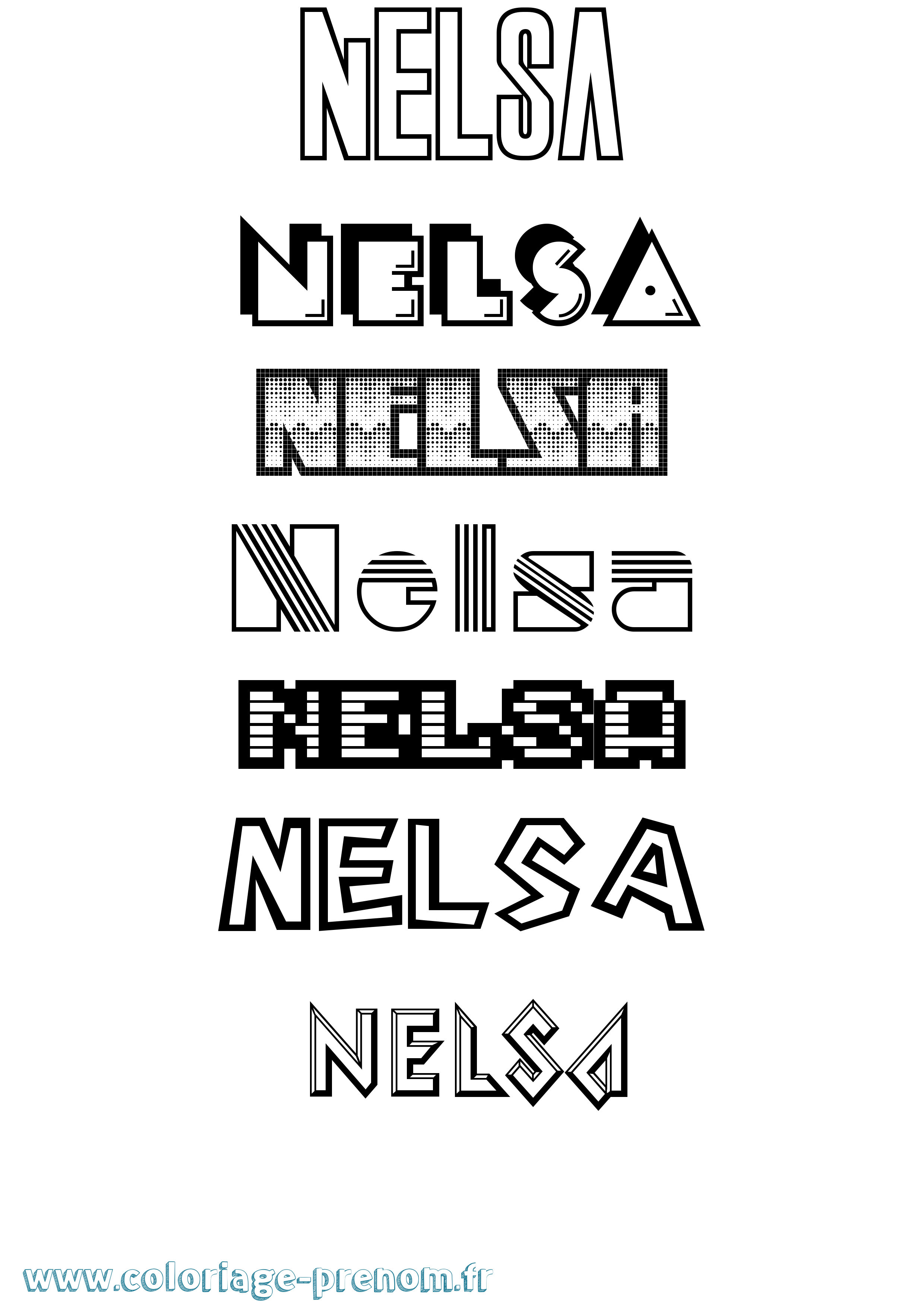 Coloriage Nelsa Jeux Vidéos Coloriage prénom Nelsa Jeux Vidéos
