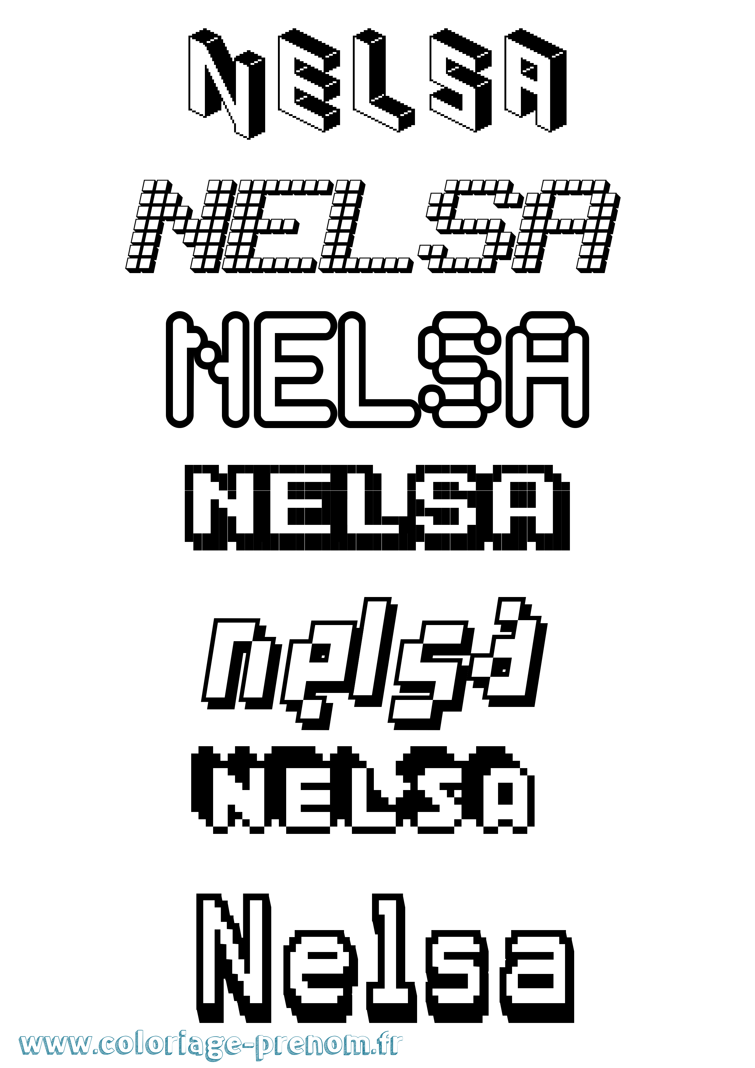 Coloriage Nelsa Pixel Coloriage prénom Nelsa Pixel