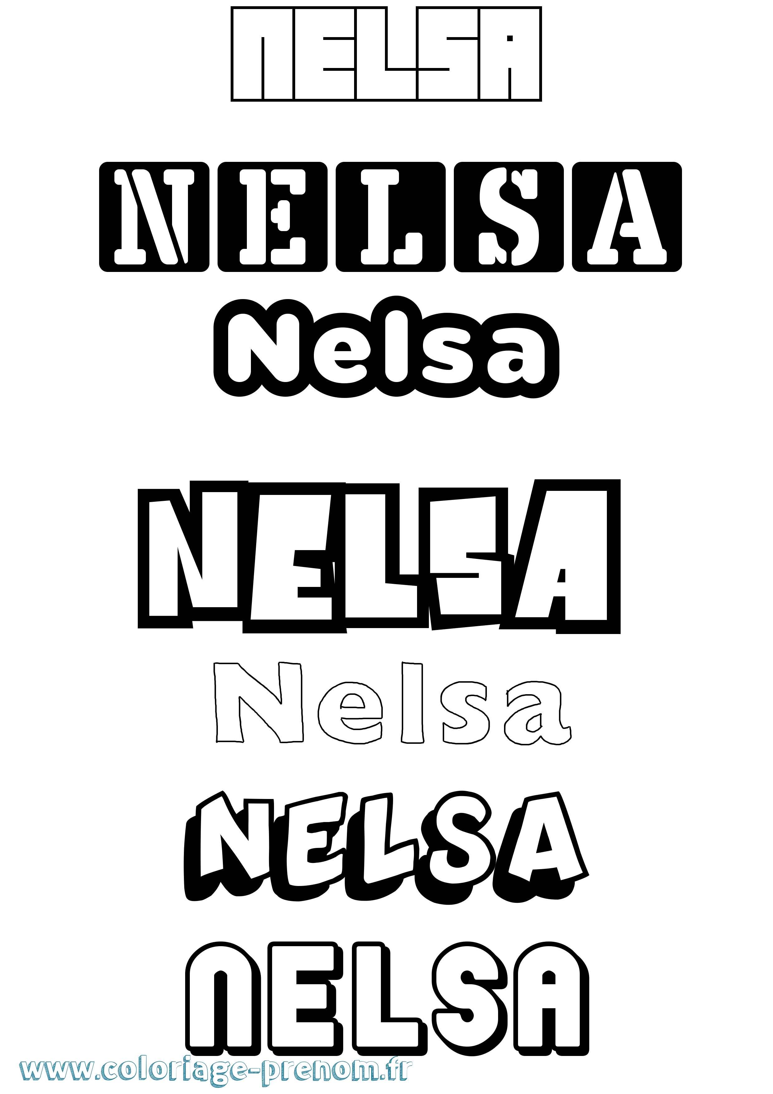 Coloriage Nelsa Simple Coloriage prénom Nelsa Simple