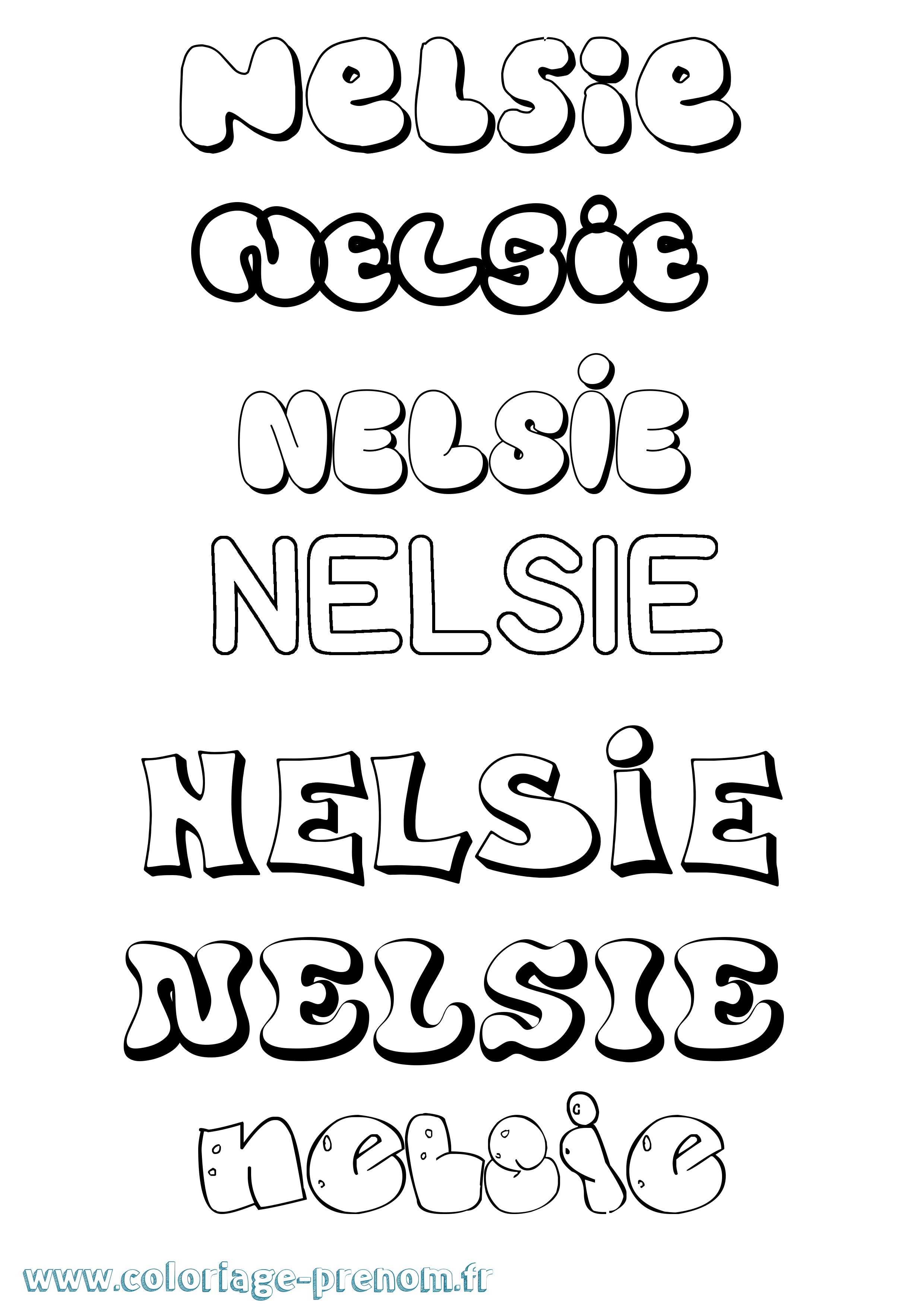 Coloriage Nelsie Bubble Coloriage prénom Nelsie Bubble
