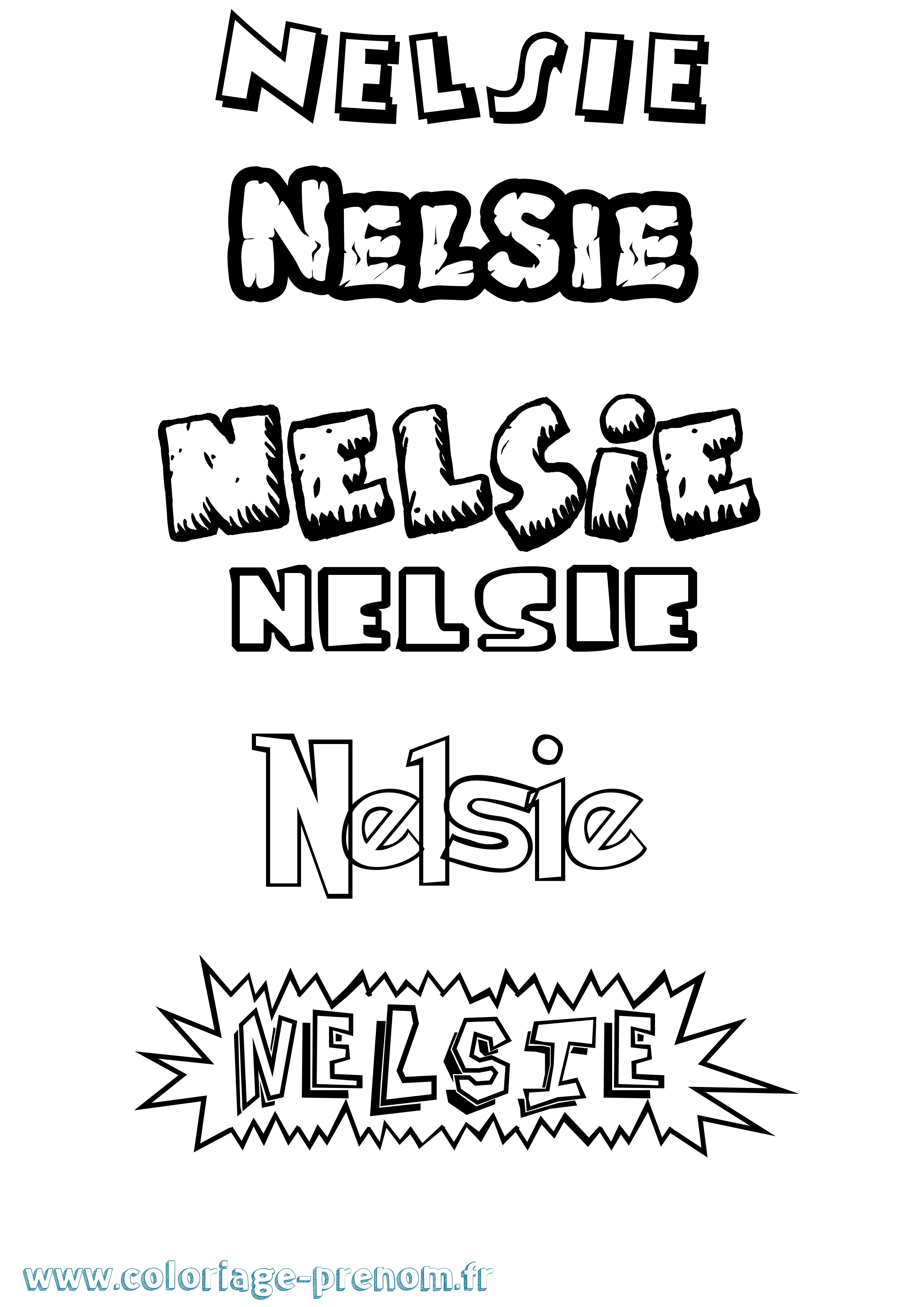 Coloriage Nelsie Dessin Animé Coloriage prénom Nelsie Dessin Animé