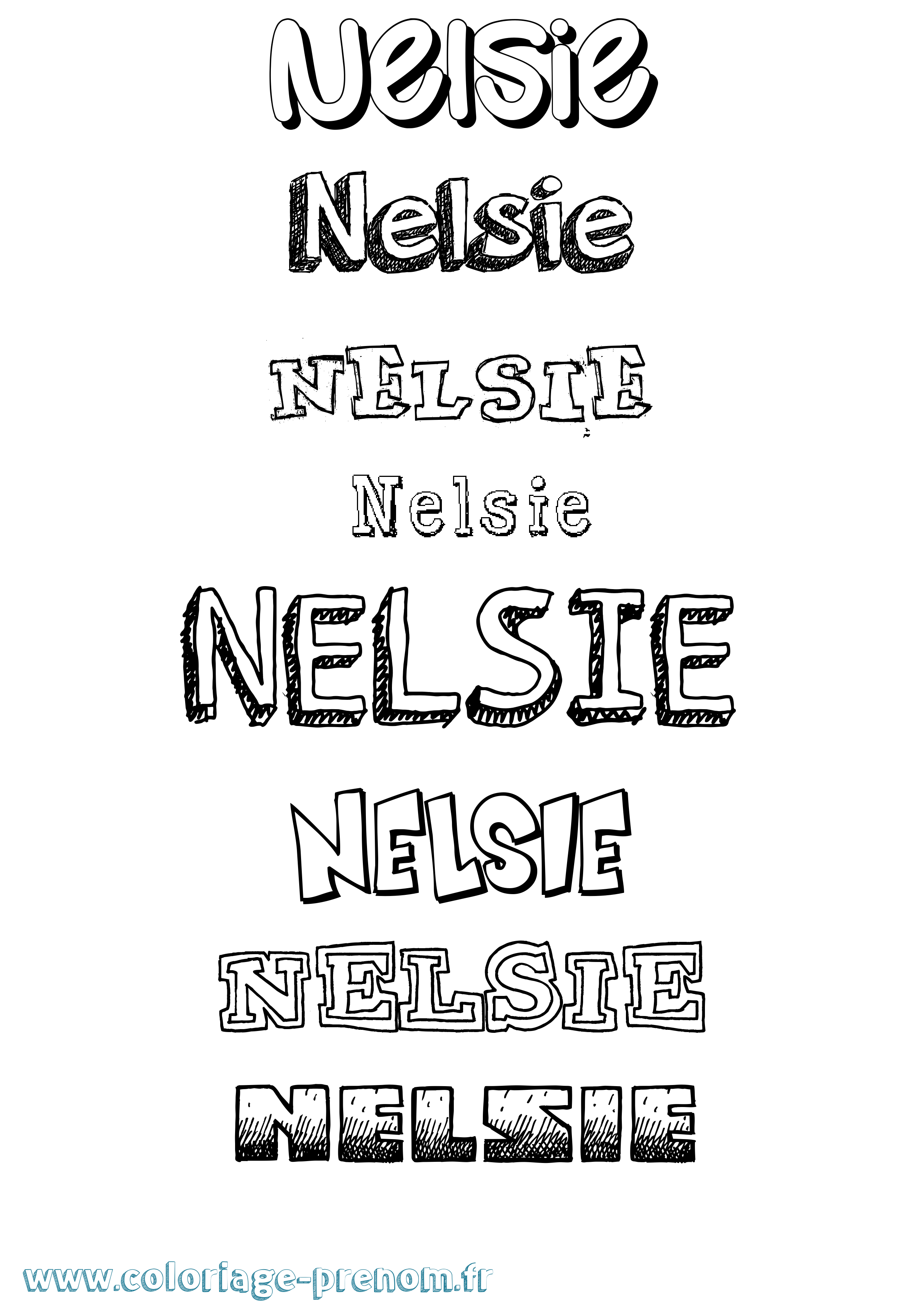 Coloriage Nelsie Dessiné Coloriage prénom Nelsie Dessiné