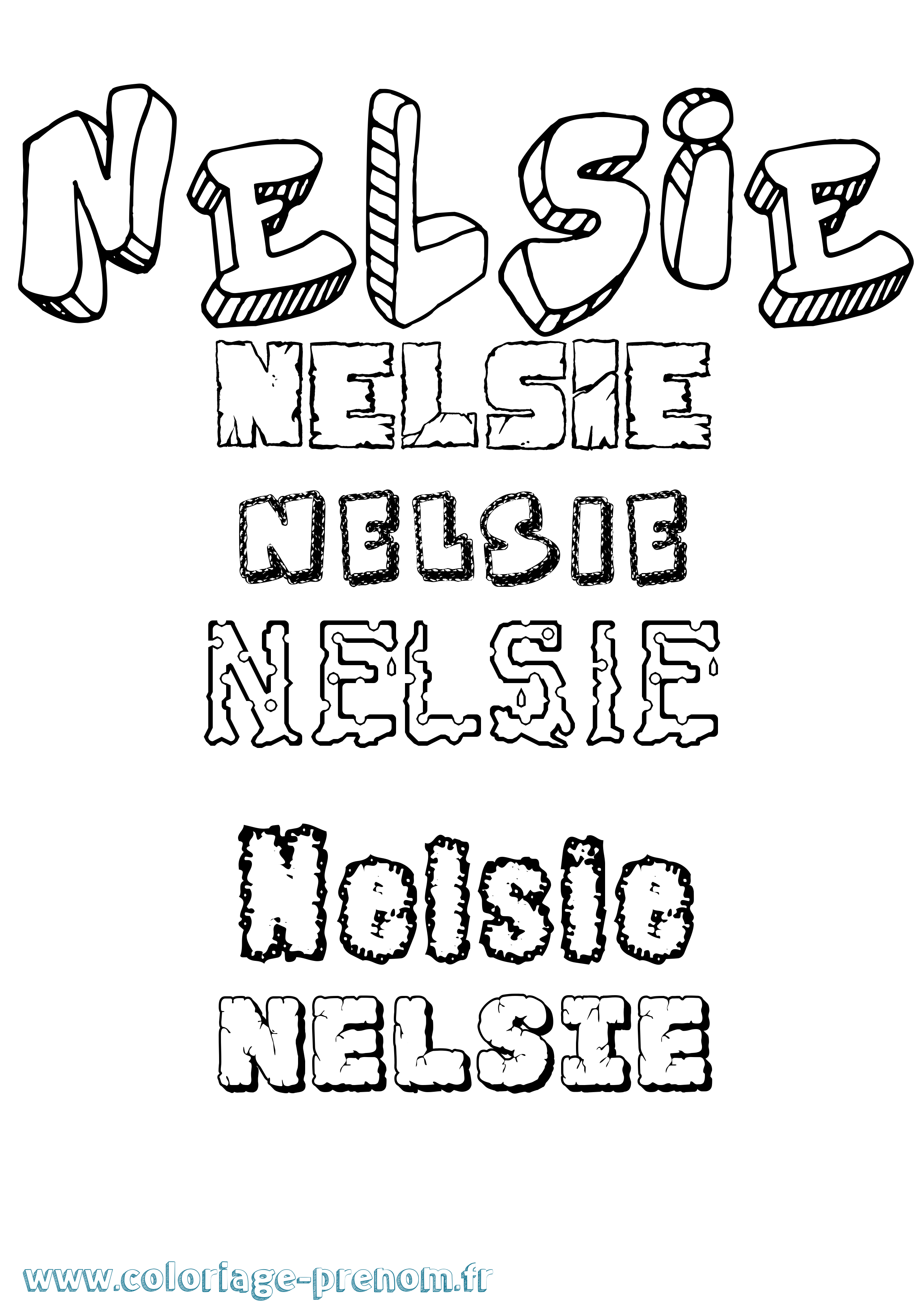 Coloriage Nelsie Destructuré Coloriage prénom Nelsie Destructuré
