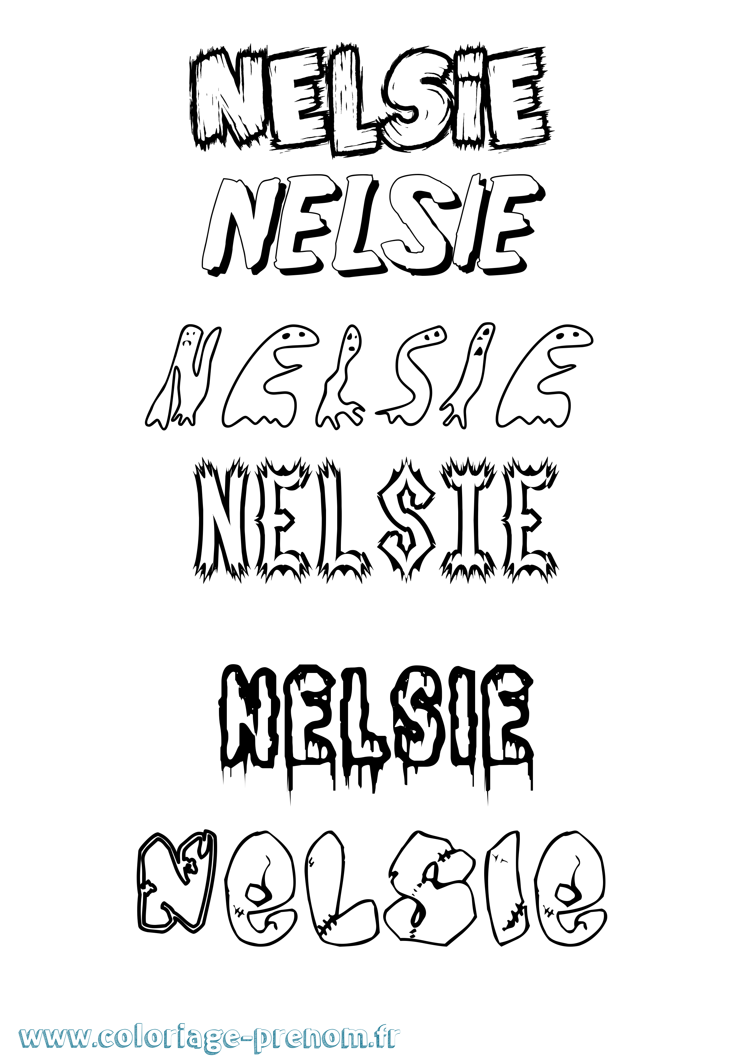 Coloriage Nelsie Frisson Coloriage prénom Nelsie Frisson