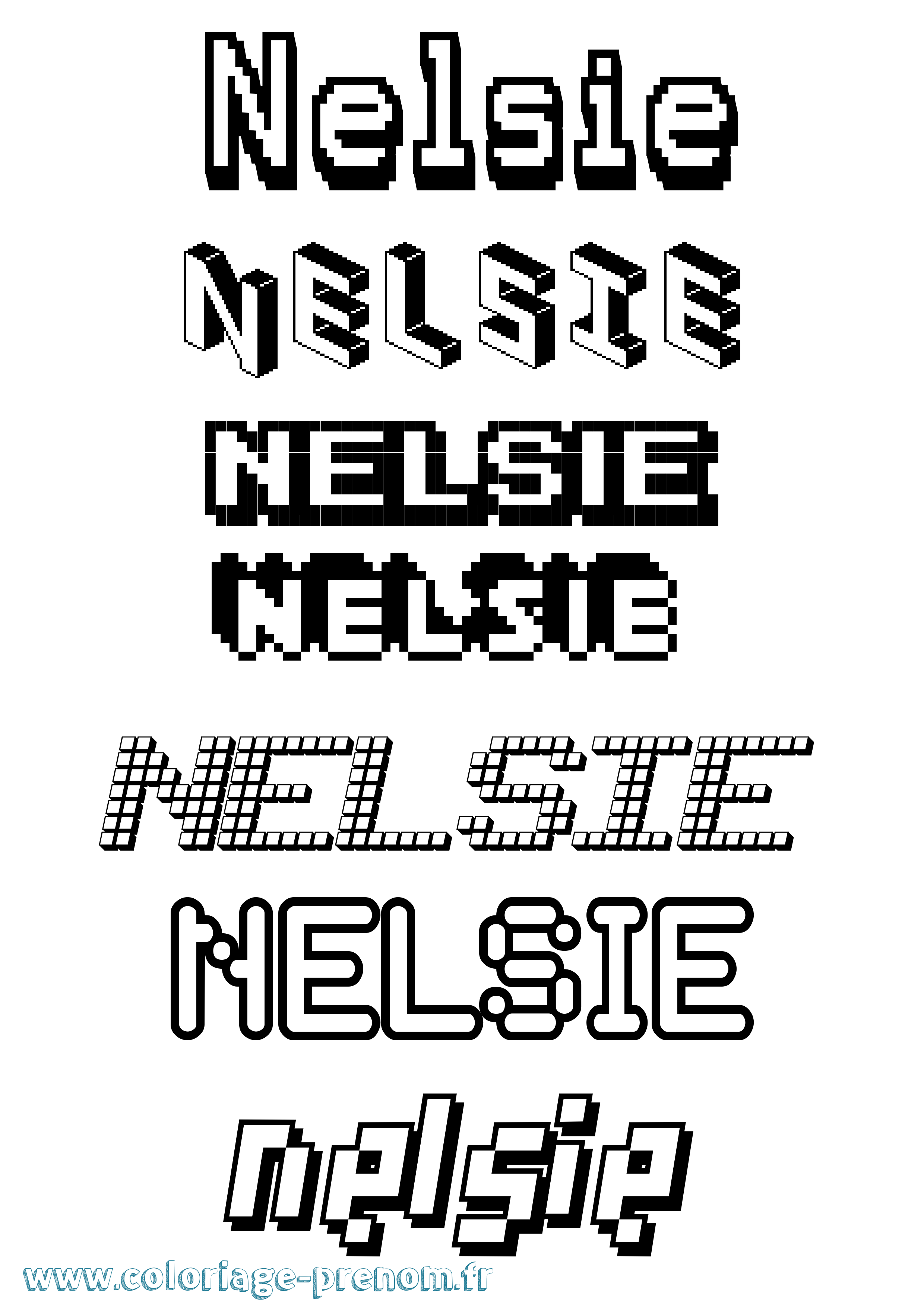 Coloriage Nelsie Pixel Coloriage prénom Nelsie Pixel